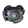 Women's Leopard Print Western Concho Belt with Turquoise Inlays