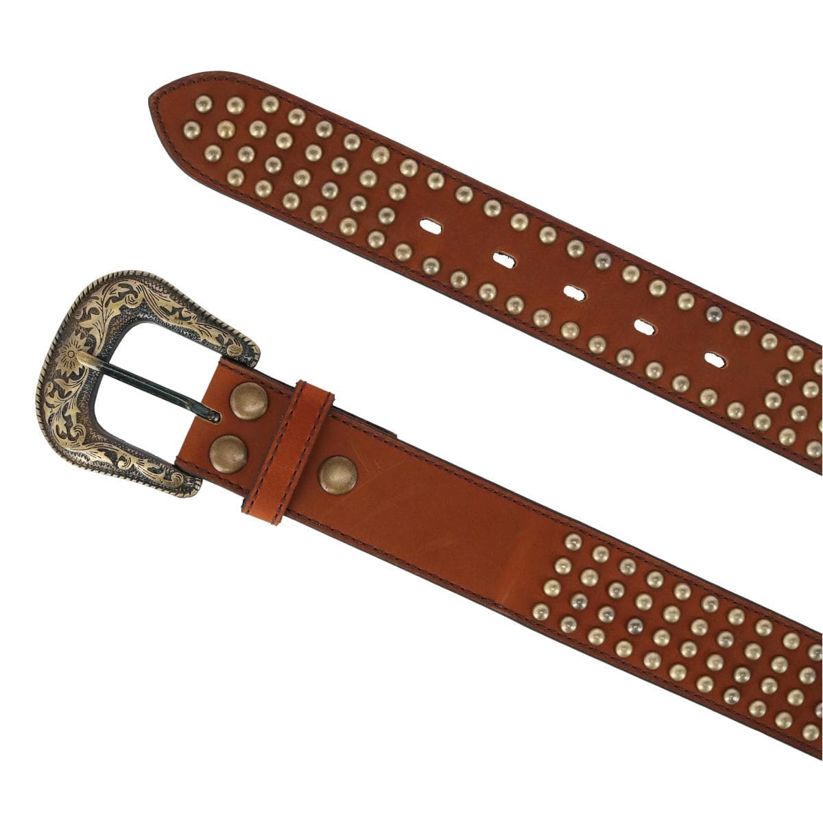 Ariat Women's Gold Studded Western Belt - Tan