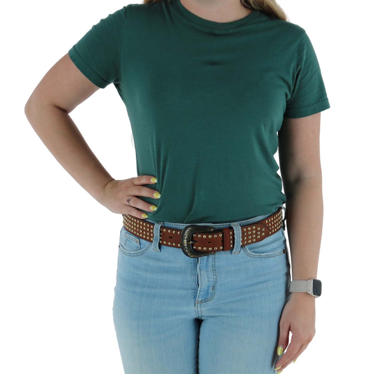Ariat Women's Gold Studded Western Belt - Tan