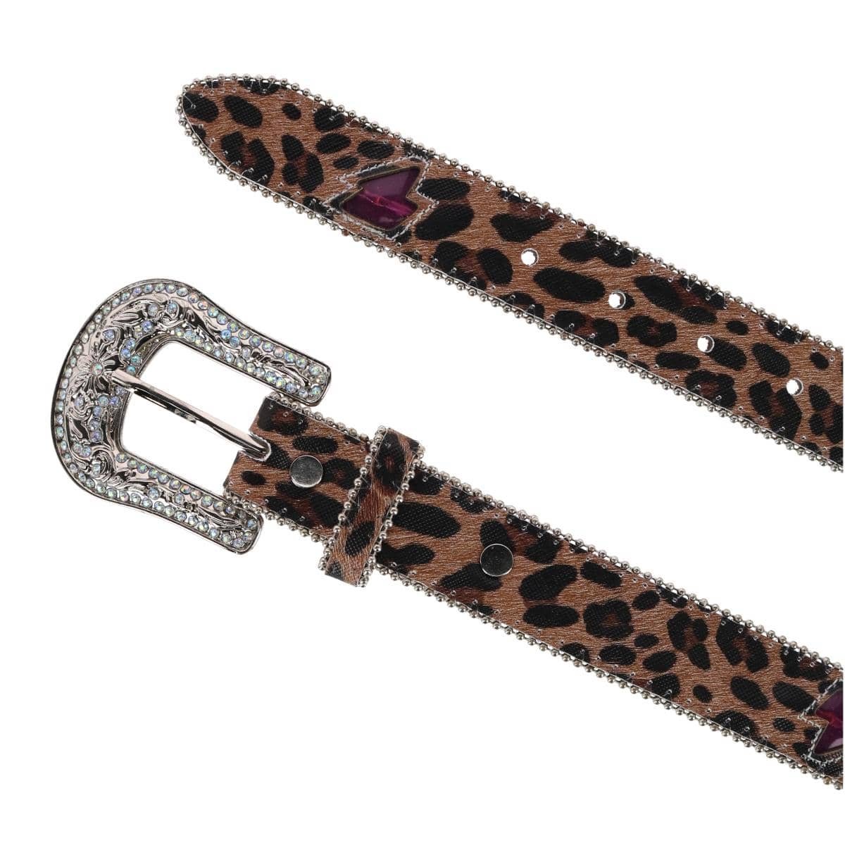 Angel Ranch Girls Leopard Print Western Belt with Light Up Lightning Bolts - Leopard