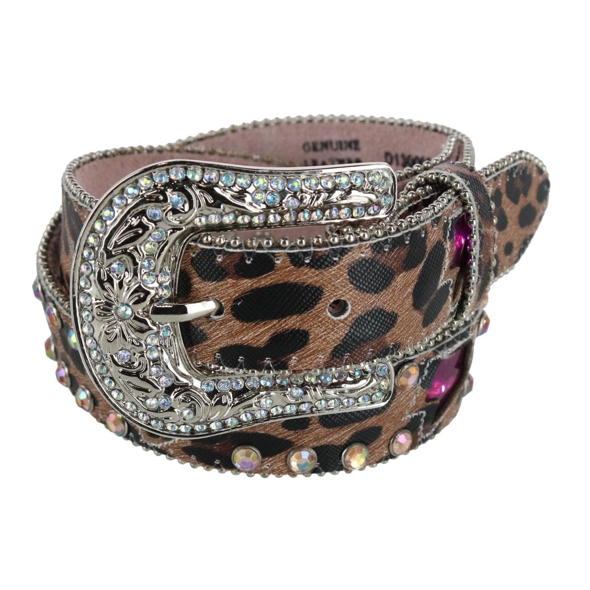 Angel Ranch Girls Leopard Print Western Belt with Light Up Lightning Bolts - Girls Leopard Print Western Belt with Light Up Lightning Bolts