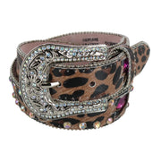 Girls Leopard Print Western Belt with Light Up Lightning Bolts