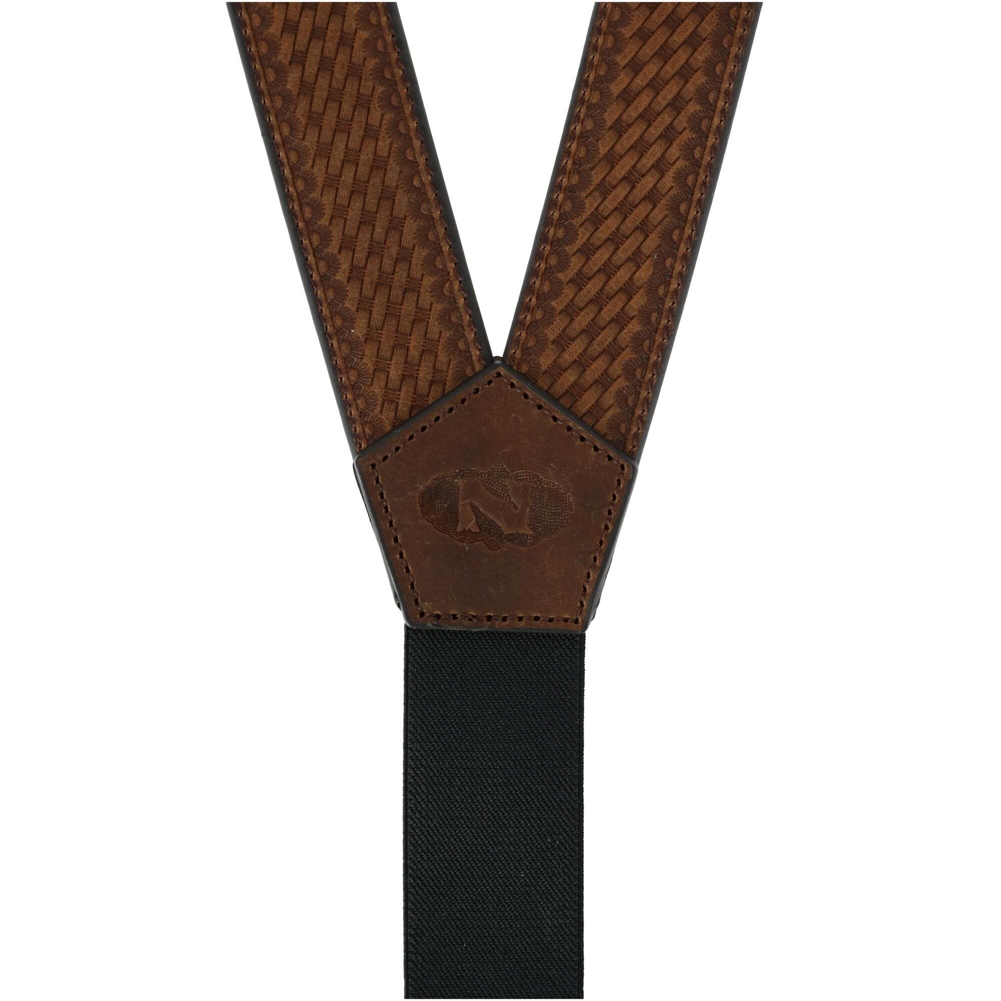 Nocona Belt Co Men's Big & Tall Leather Braided Suspenders with Buckle Ends - Brown