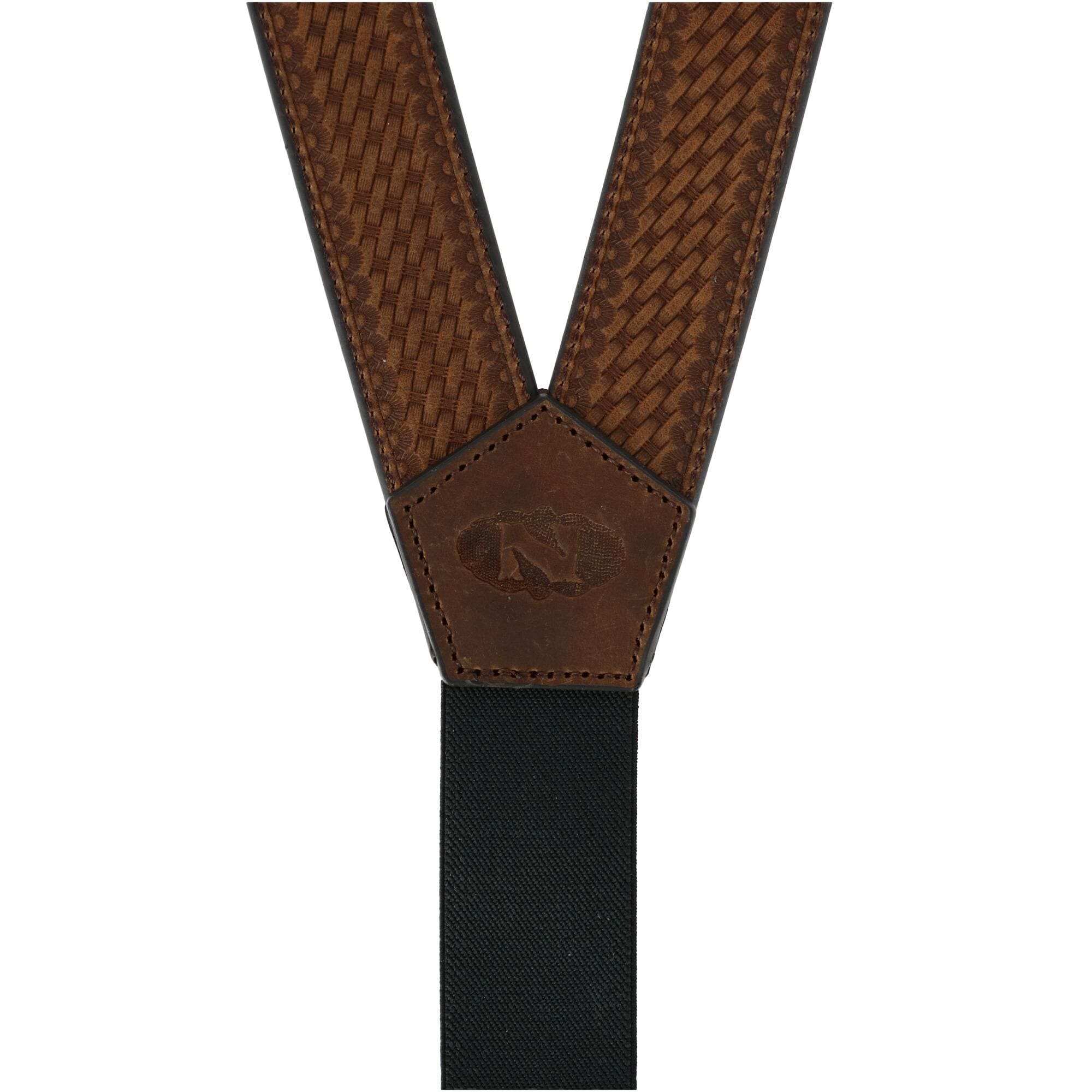 Nocona Belt Co Men's Big & Tall Leather Braided Suspenders with Buckle Ends - Brown