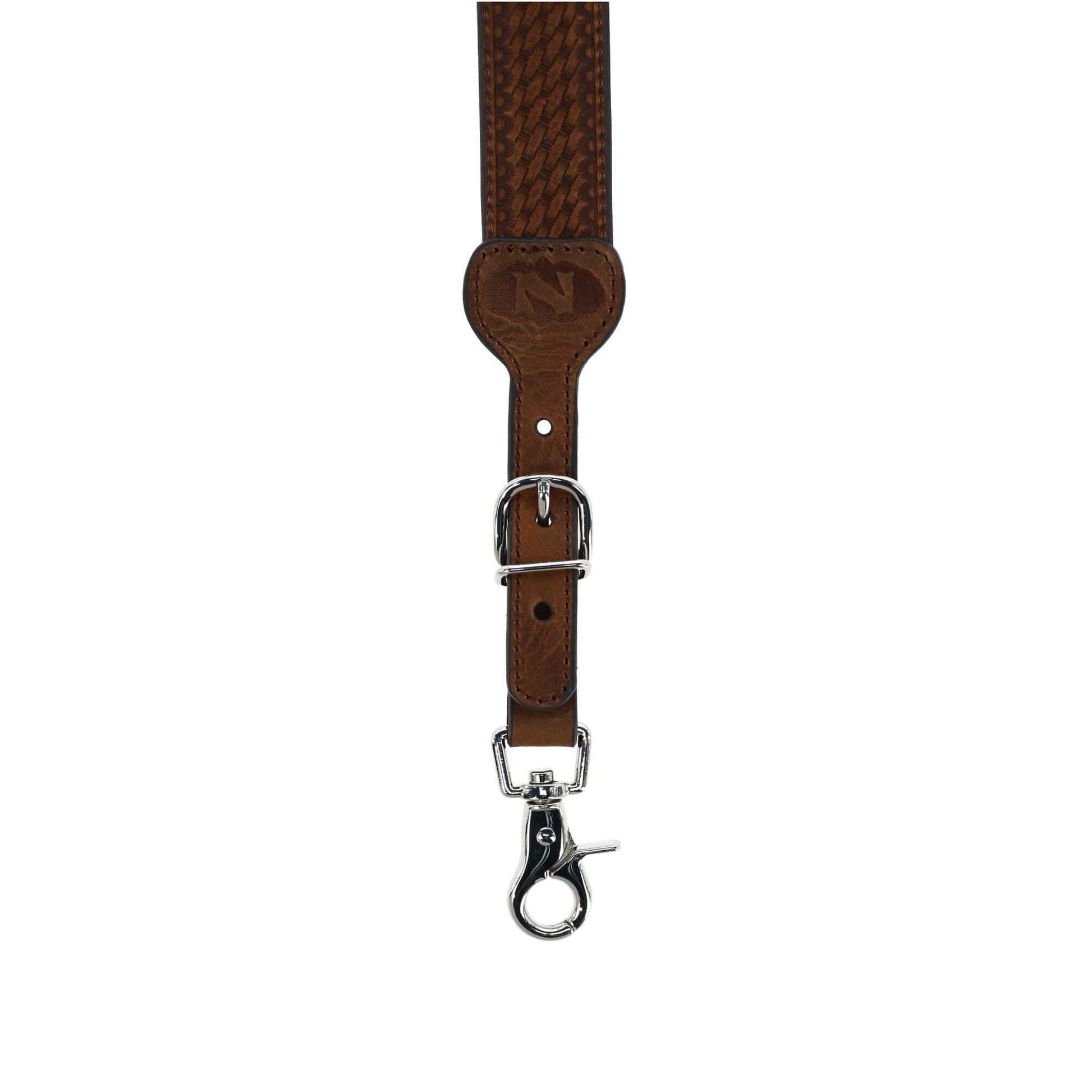 Nocona Belt Co Men's Big & Tall Leather Braided Suspenders with Buckle Ends - Brown