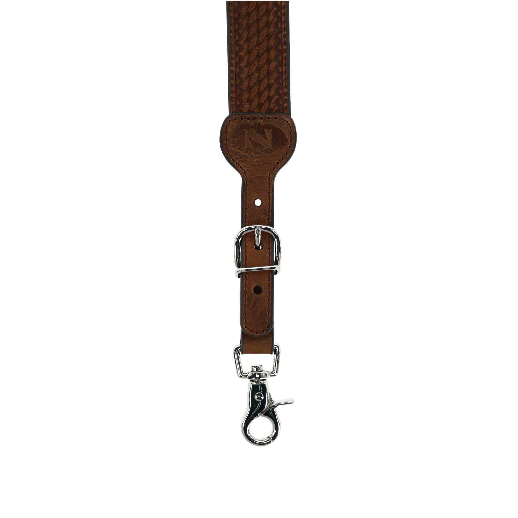 Nocona Belt Co Men's Big & Tall Leather Braided Suspenders with Buckle Ends - Brown