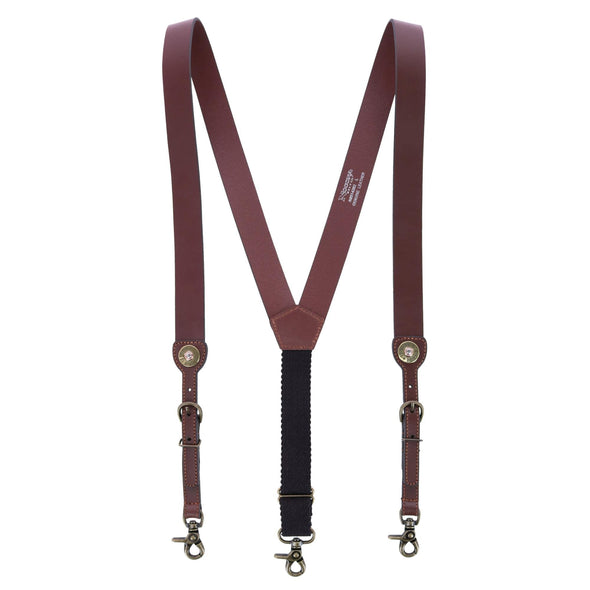 Men's Leather Buckle Suspenders with Concho Details