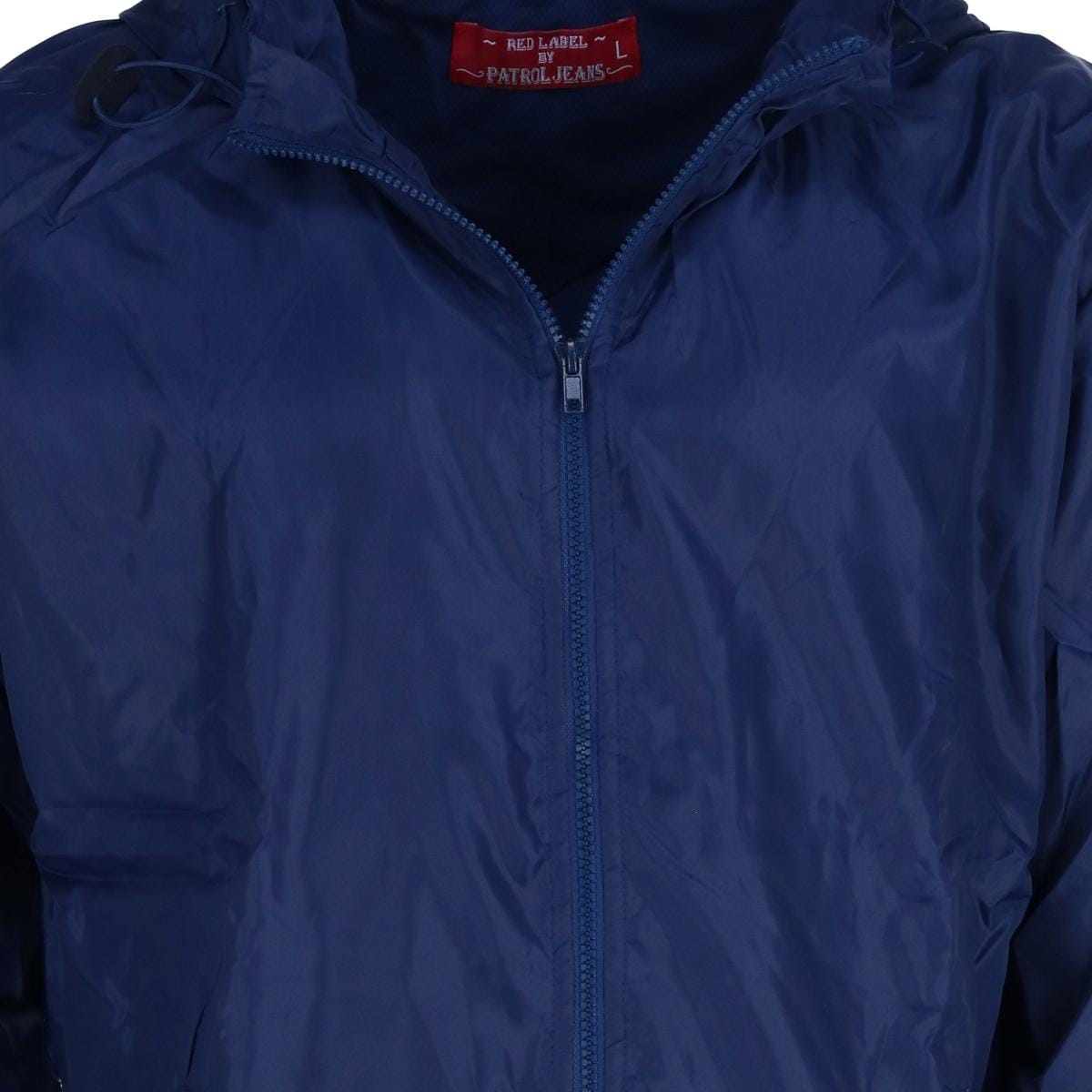 CTM® Men's Solid Color Water Resistant Hooded Zip Up Winderbreaker Jacket - Navy