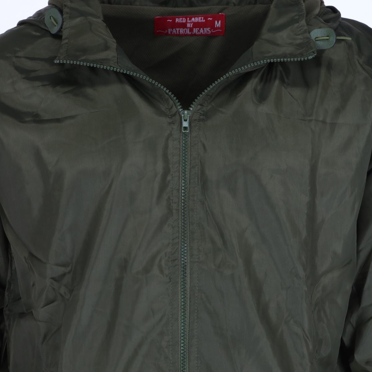 CTM® Men's Solid Color Water Resistant Hooded Zip Up Winderbreaker Jacket - Olive