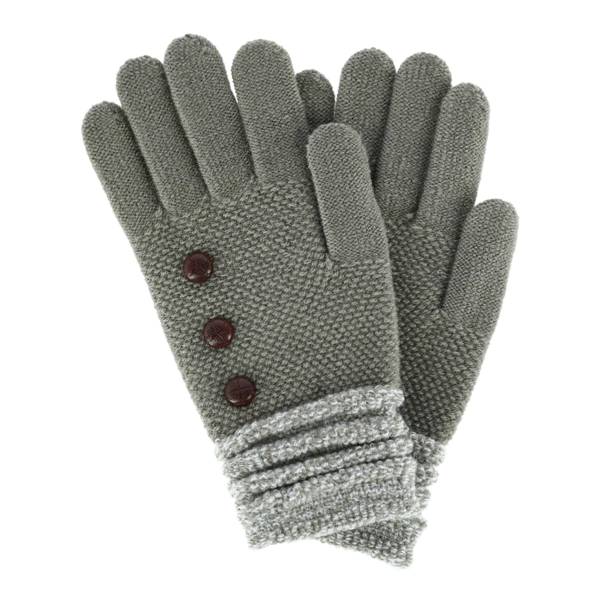 Britt's Knits Women's Ultra Soft Glove with 3 Button Design - Grey