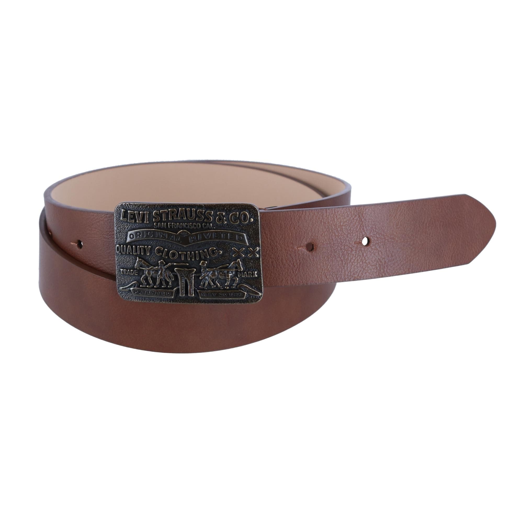Levis Women's Rectangle Logo Embossed Buckle Belt - Brown