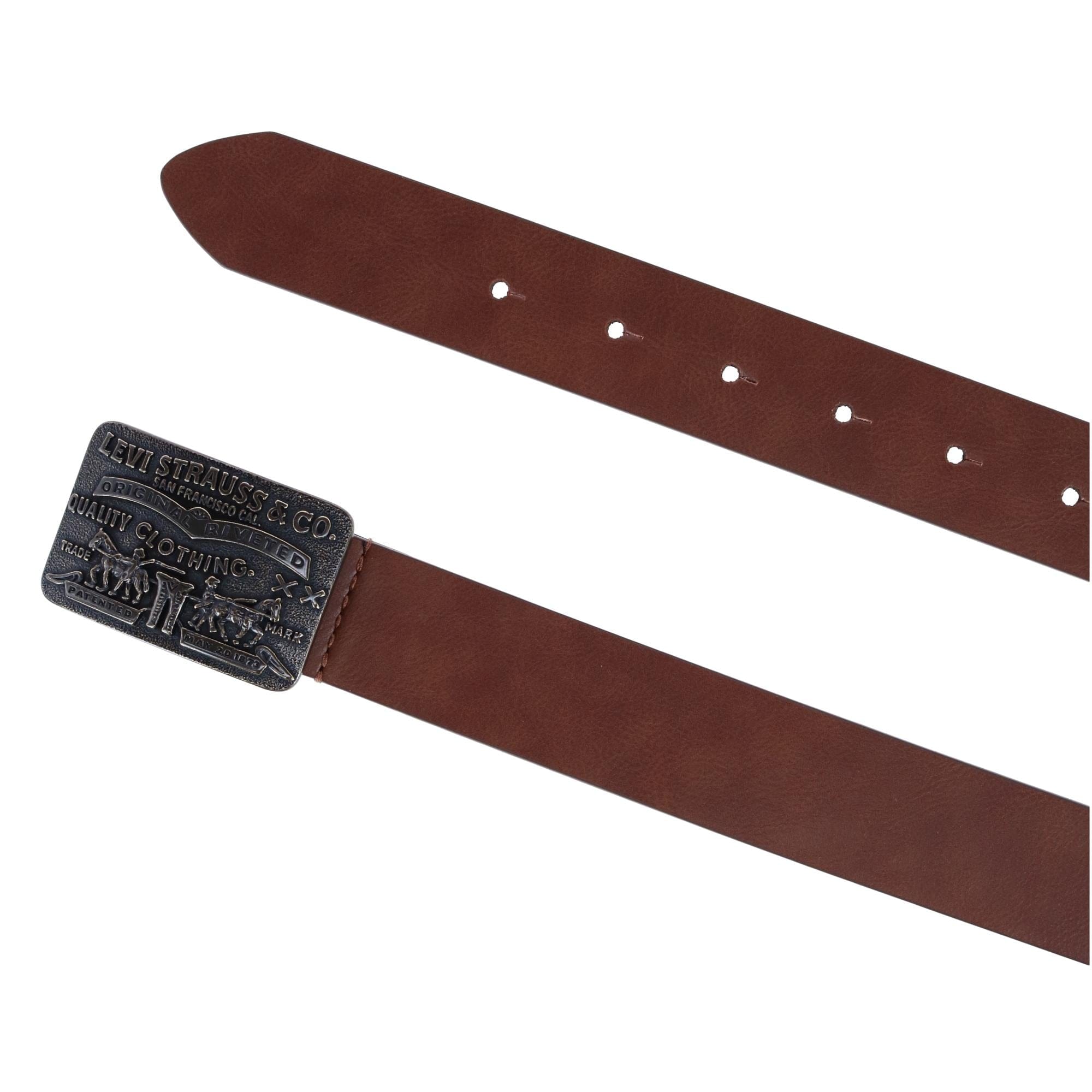 Levis Women's Rectangle Logo Embossed Buckle Belt - Brown