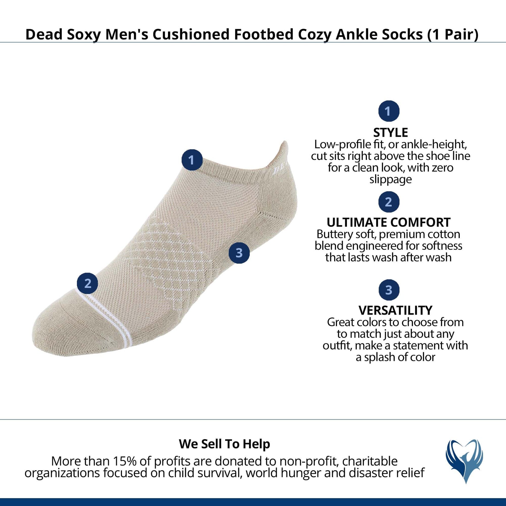 Dead Soxy Men's Cushioned Footbed Cozy Ankle Socks (1 Pair) - Tan