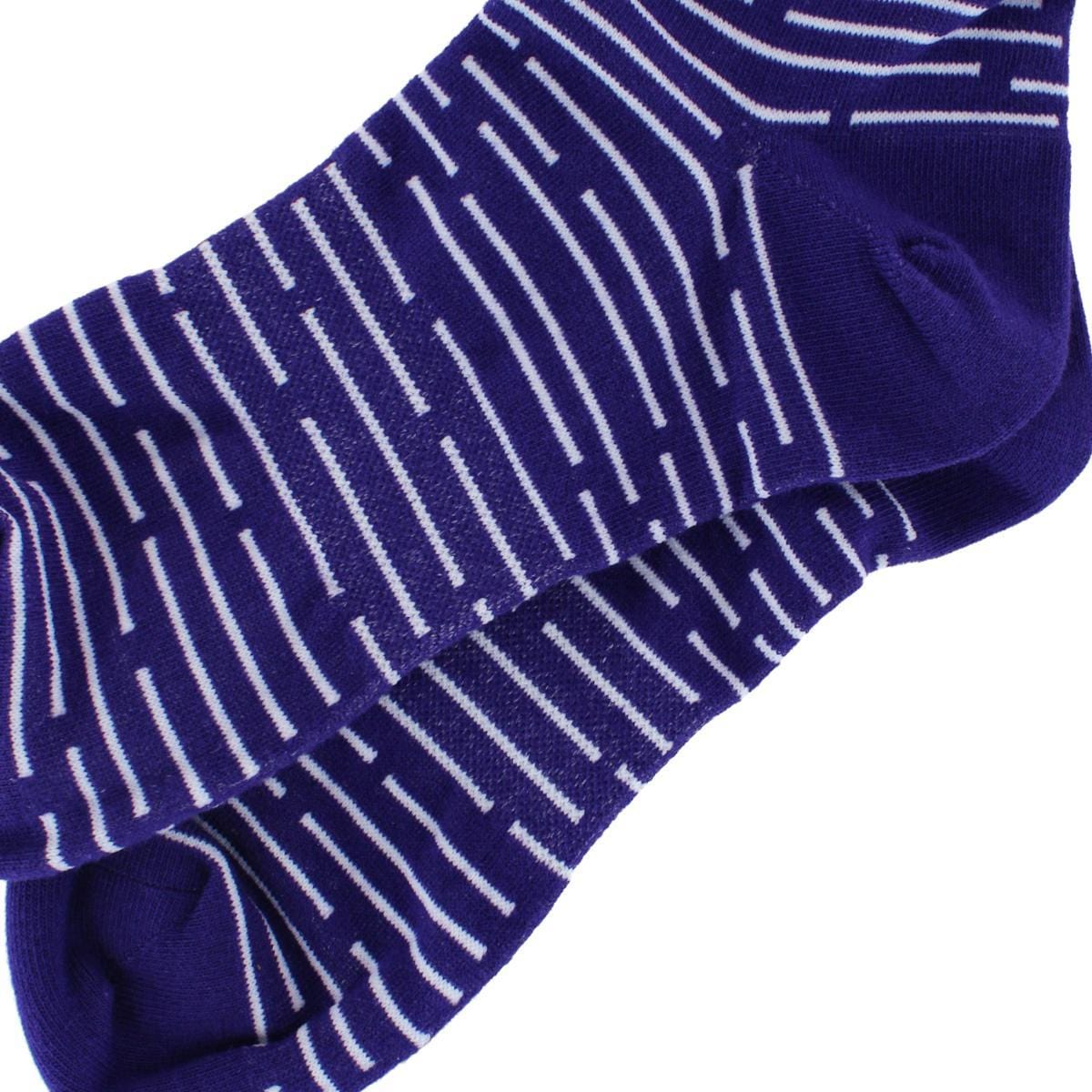 Dead Soxy Men's Broken Stripe Mid-Calf Premium Novelty Dress Socks (1 Pair) - Purple