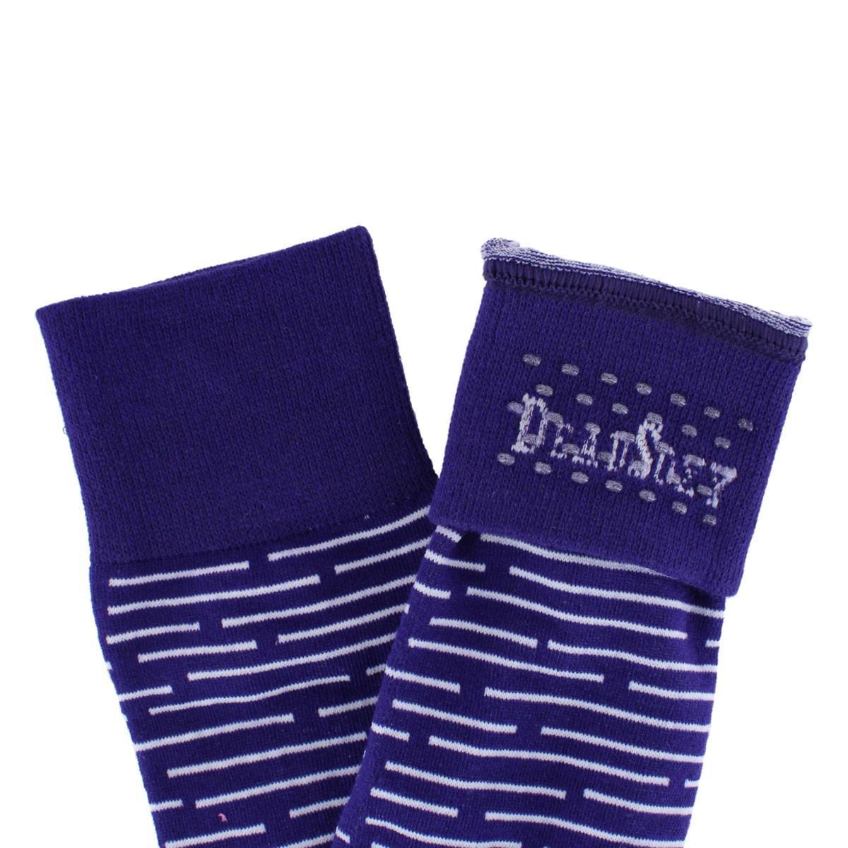 Dead Soxy Men's Broken Stripe Mid-Calf Premium Novelty Dress Socks (1 Pair) - Purple