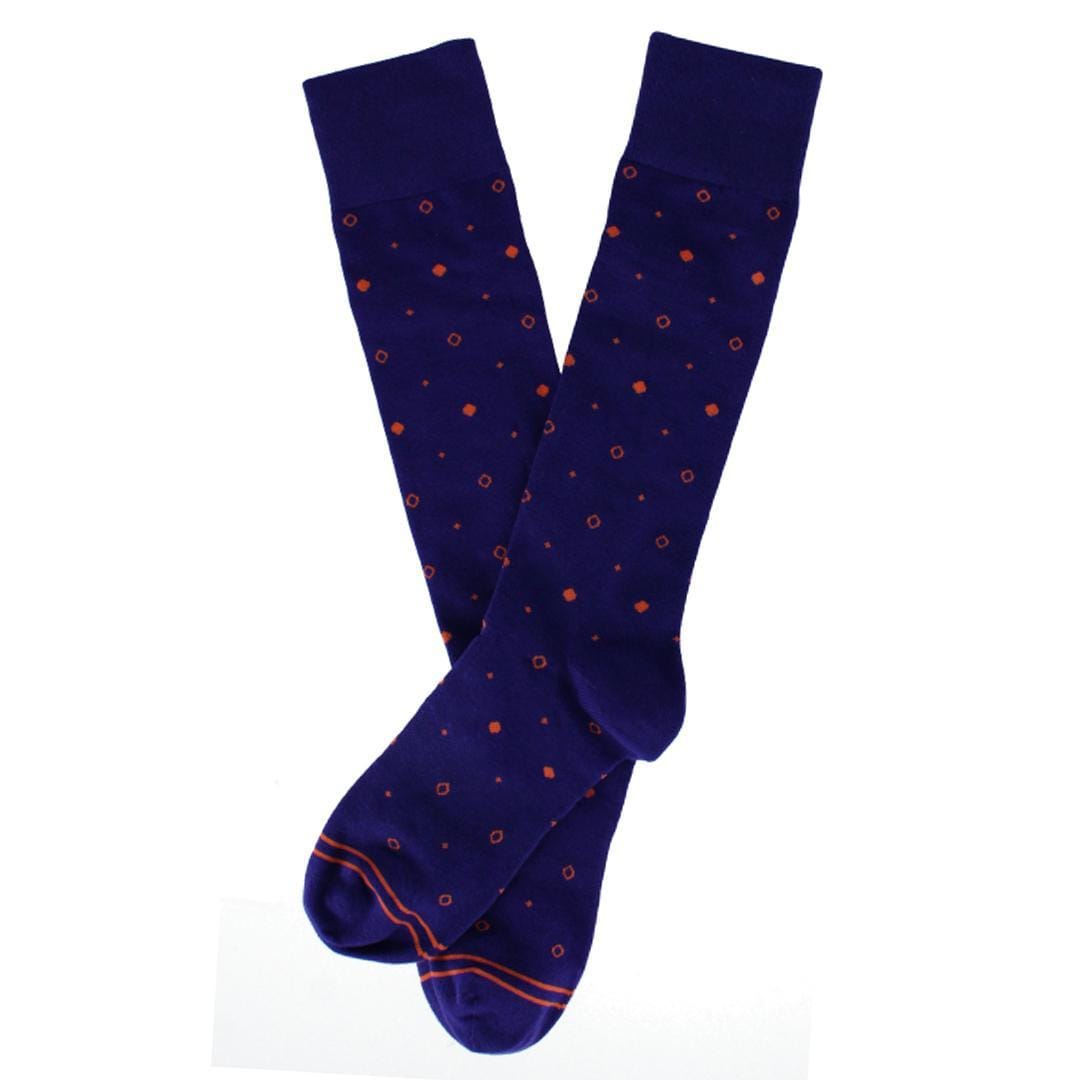 Dead Soxy Men's Distinctive Dot Mid-Calf Premium Novelty Dress Socks - Purple