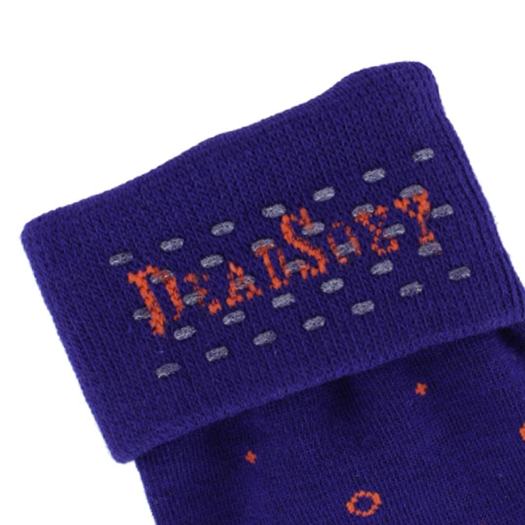 Dead Soxy Men's Distinctive Dot Mid-Calf Premium Novelty Dress Socks - Purple