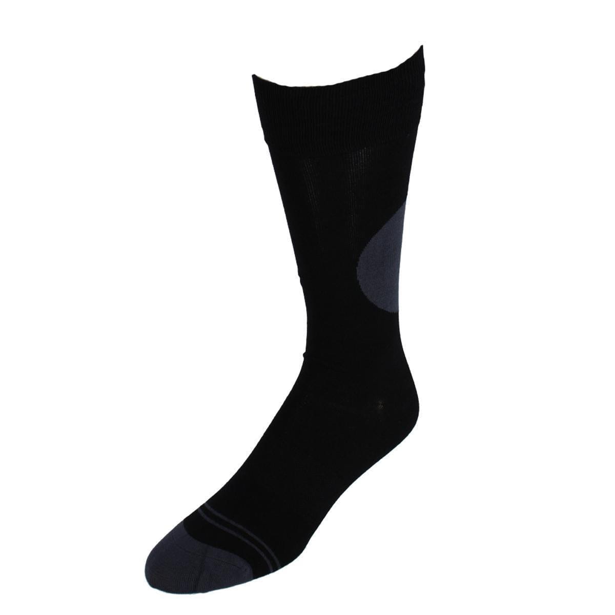 Dead Soxy Men's Circle Patch Mid-Calf Premium Novelty Dress Socks (1 Pair) - Black