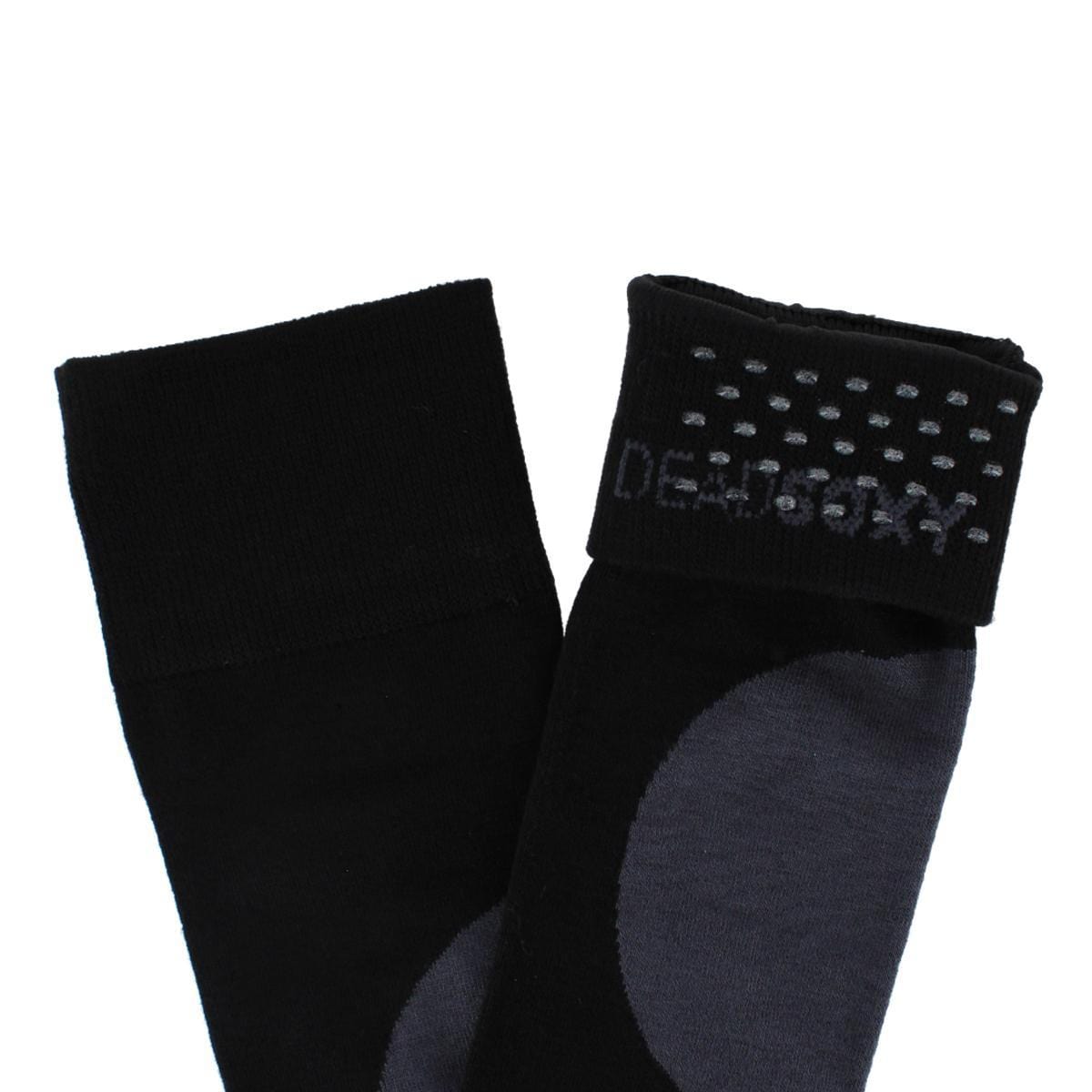 Dead Soxy Men's Circle Patch Mid-Calf Premium Novelty Dress Socks (1 Pair) - Black
