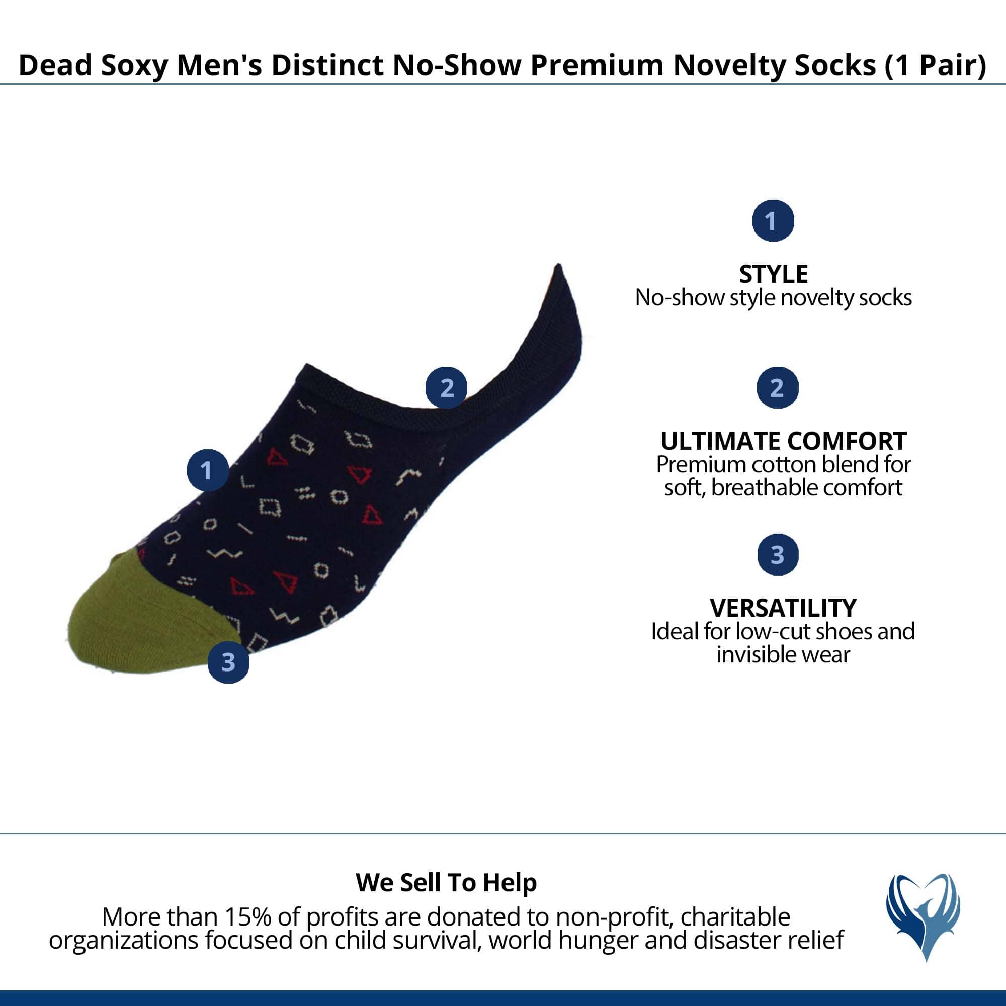 Dead Soxy Men's Distinct No-Show Premium Novelty Socks (1 Pair) - Dark Blue