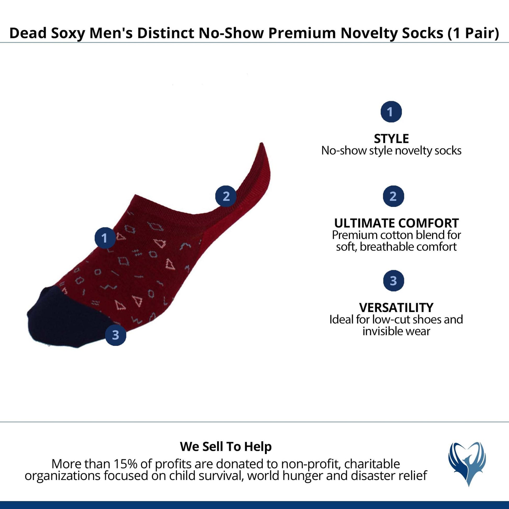 Dead Soxy Men's Distinct No-Show Premium Novelty Socks (1 Pair) - Red
