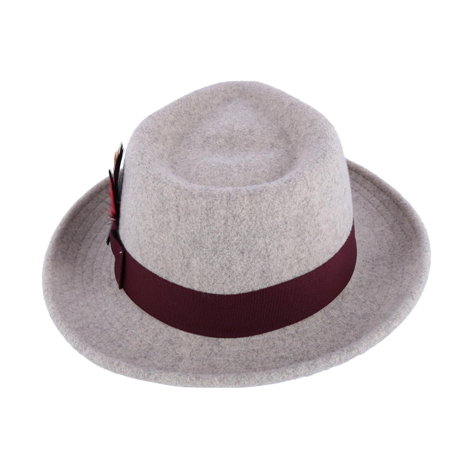 Dorfman Pacific Chester Packable Teardrop Felt Fedora - Oatmeal