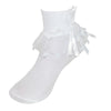 Girls' Lace Ruffle Anklet Sock with Pearl Accent