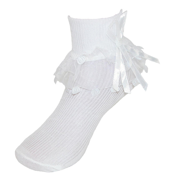 Girls' Ruffle Trim Lace Anklet Socks (3 Pair Pack)