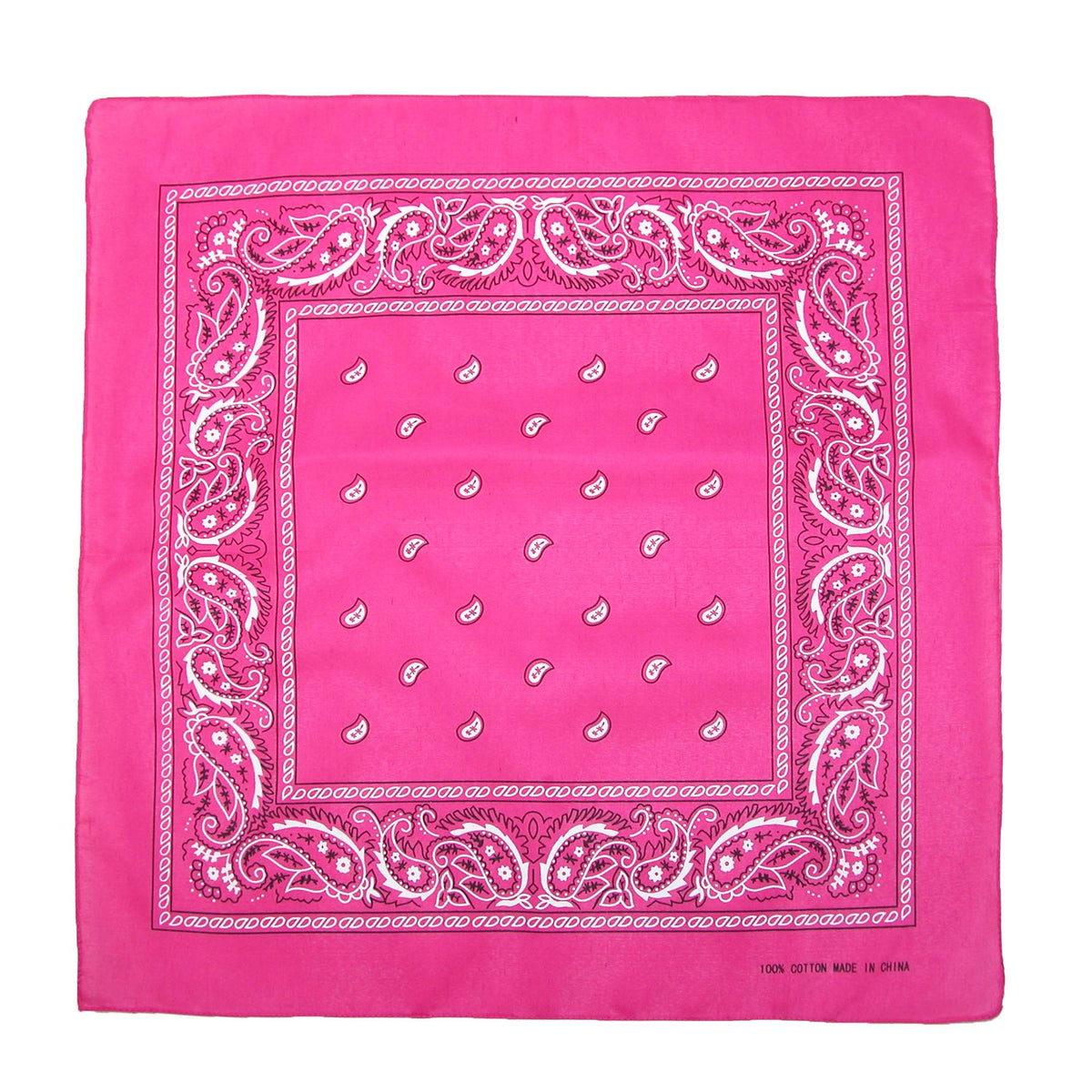 CTM® Individually Folded & Packaged Paisley Print Cotton Bandana - Fuchsia