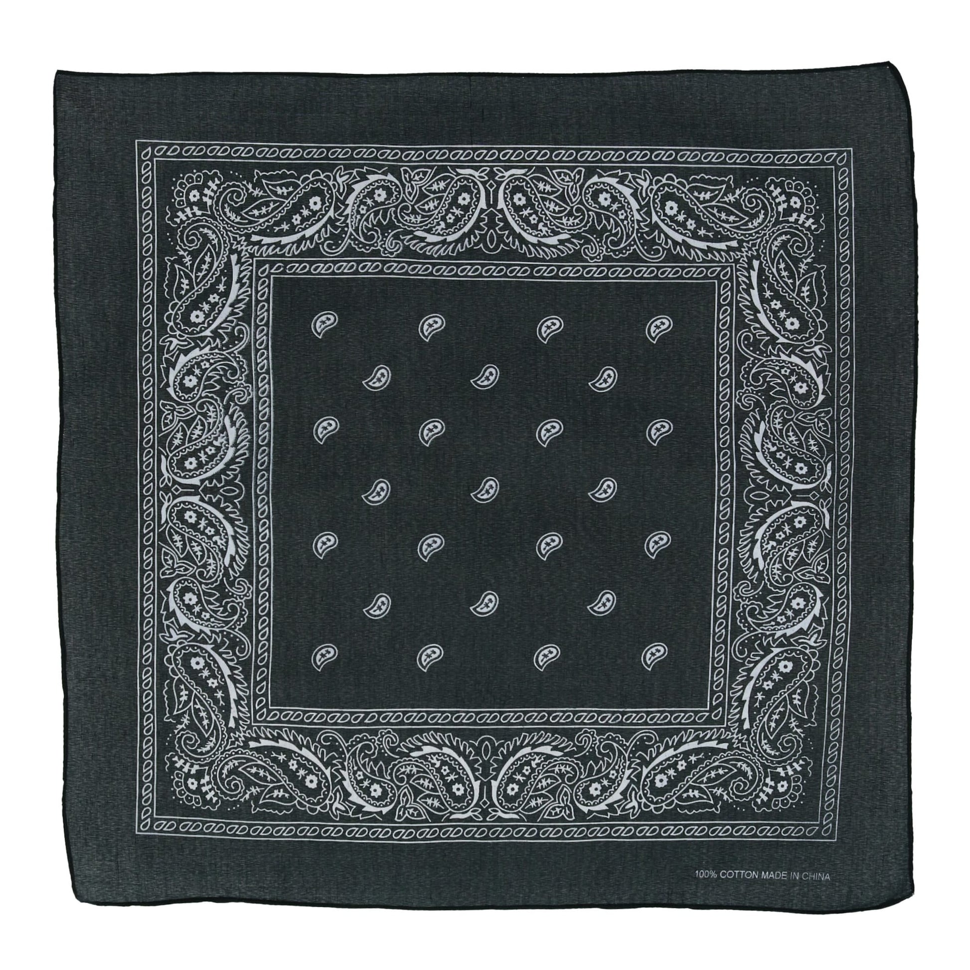 CTM® Cotton Paisley Print Bandana - Black