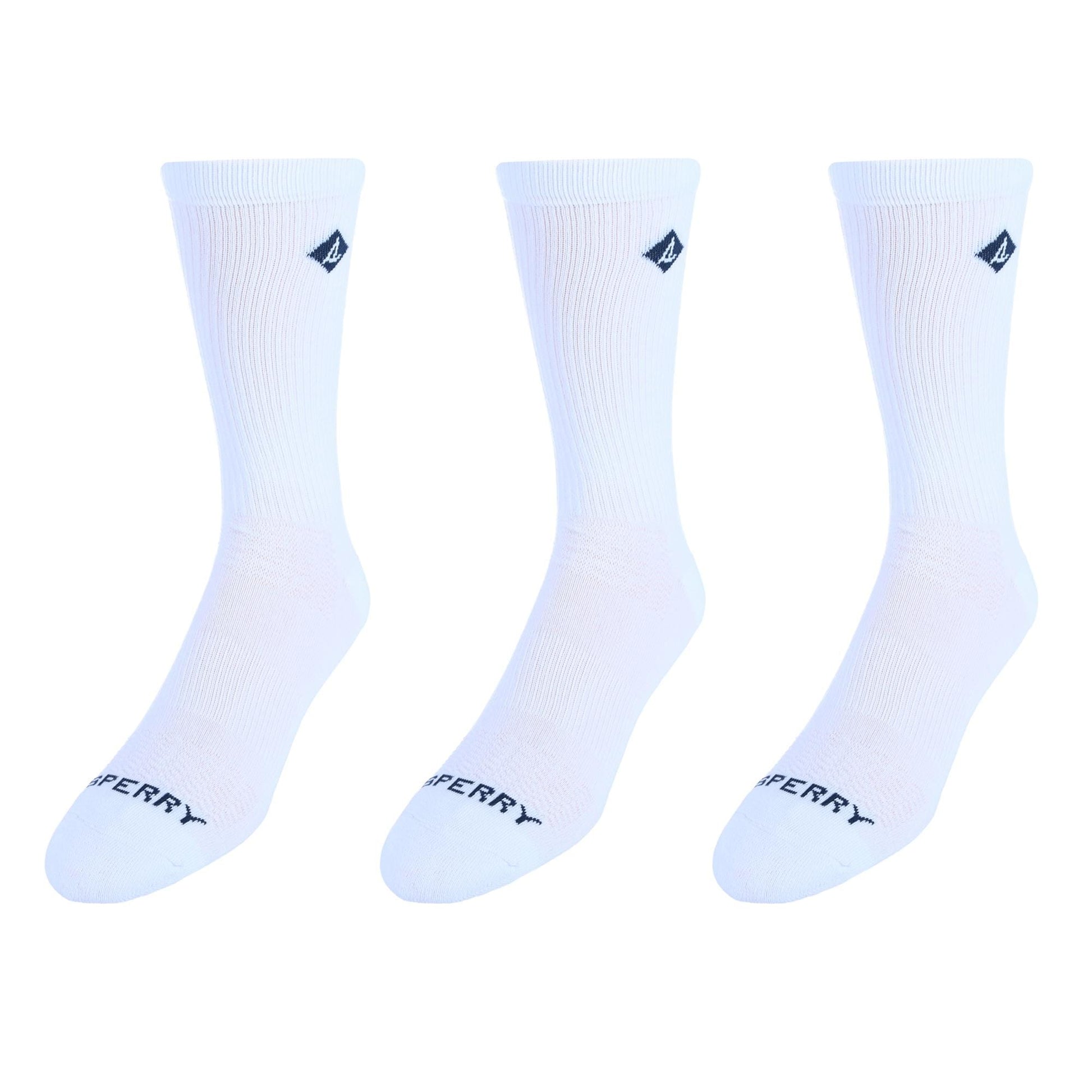 Sperry Men's Super Comfort Sneaker Crew Socks (Pack of 3) - White