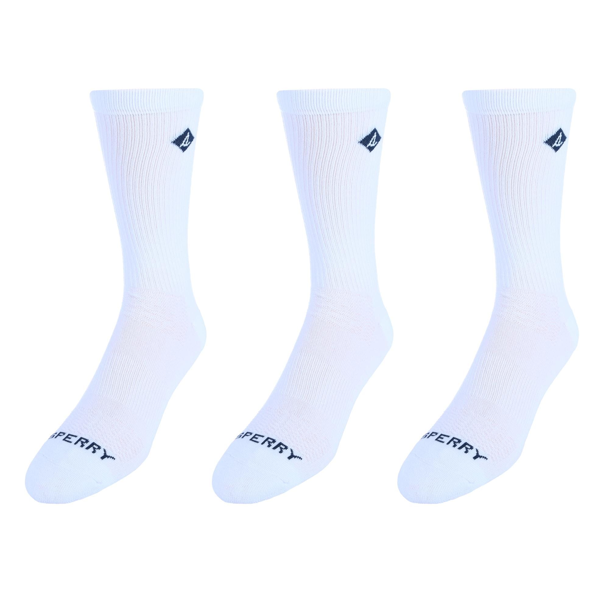 Sperry Men's Super Comfort Sneaker Crew Socks (Pack of 3) - White