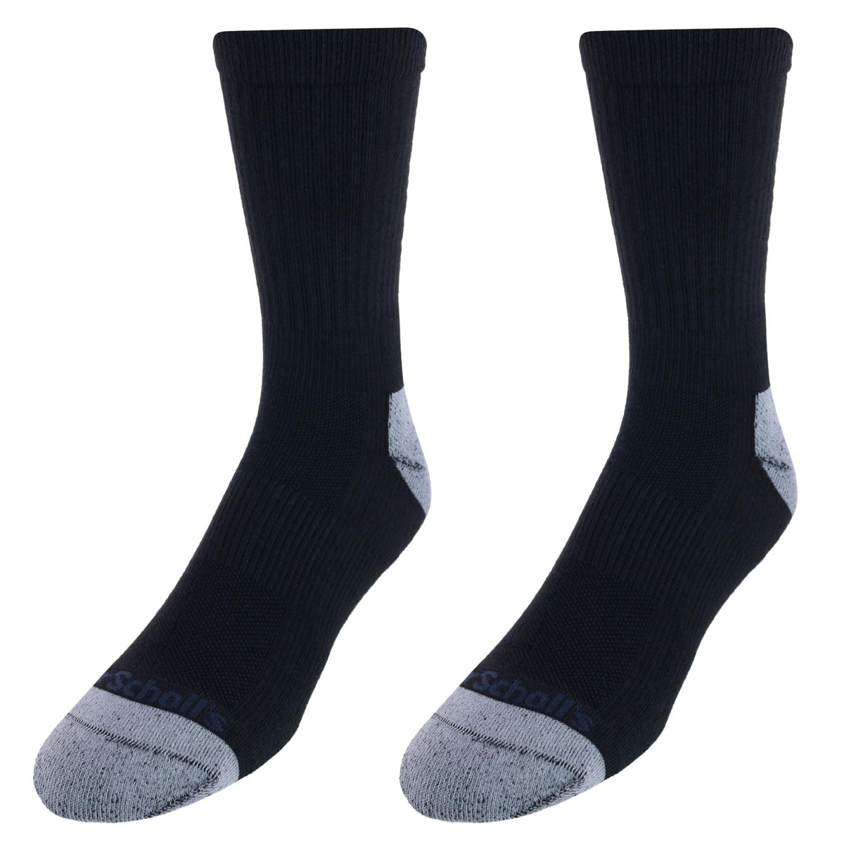 Dr. Scholl's Men's Crew Compression Work Socks (2 Pair Pack) - Black
