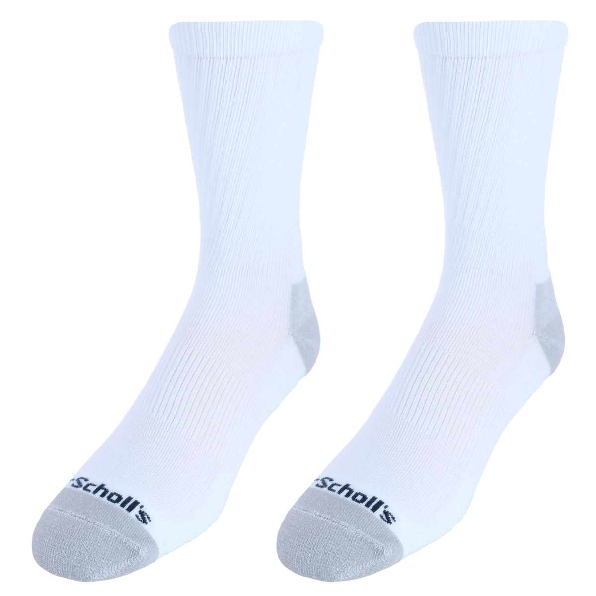 Dr. Scholl's Men's Crew Compression Work Socks (2 Pair Pack) - White