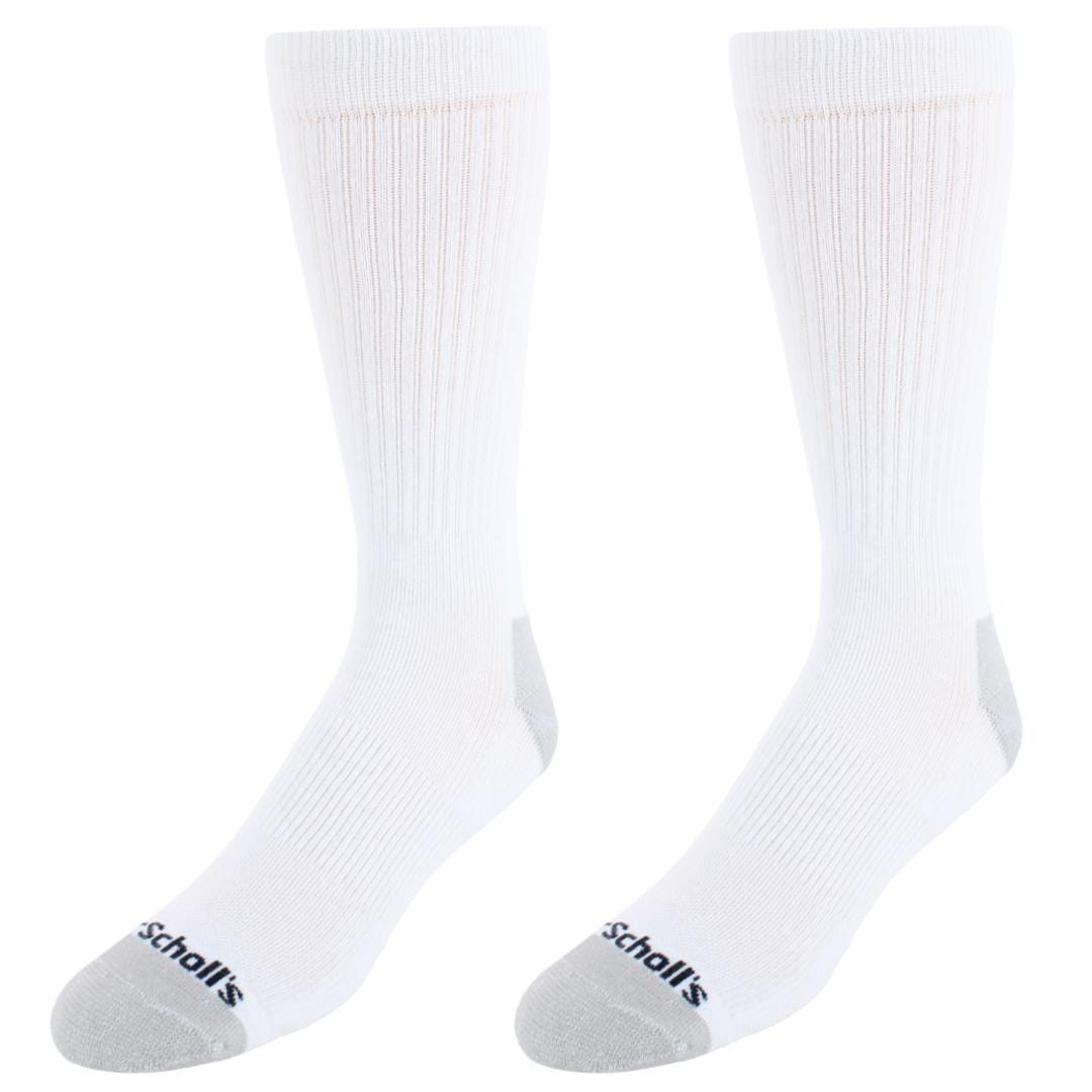 Dr. Scholl's Men's Big & Tall Men's Crew Compression Work Socks (Pack of 2) - White