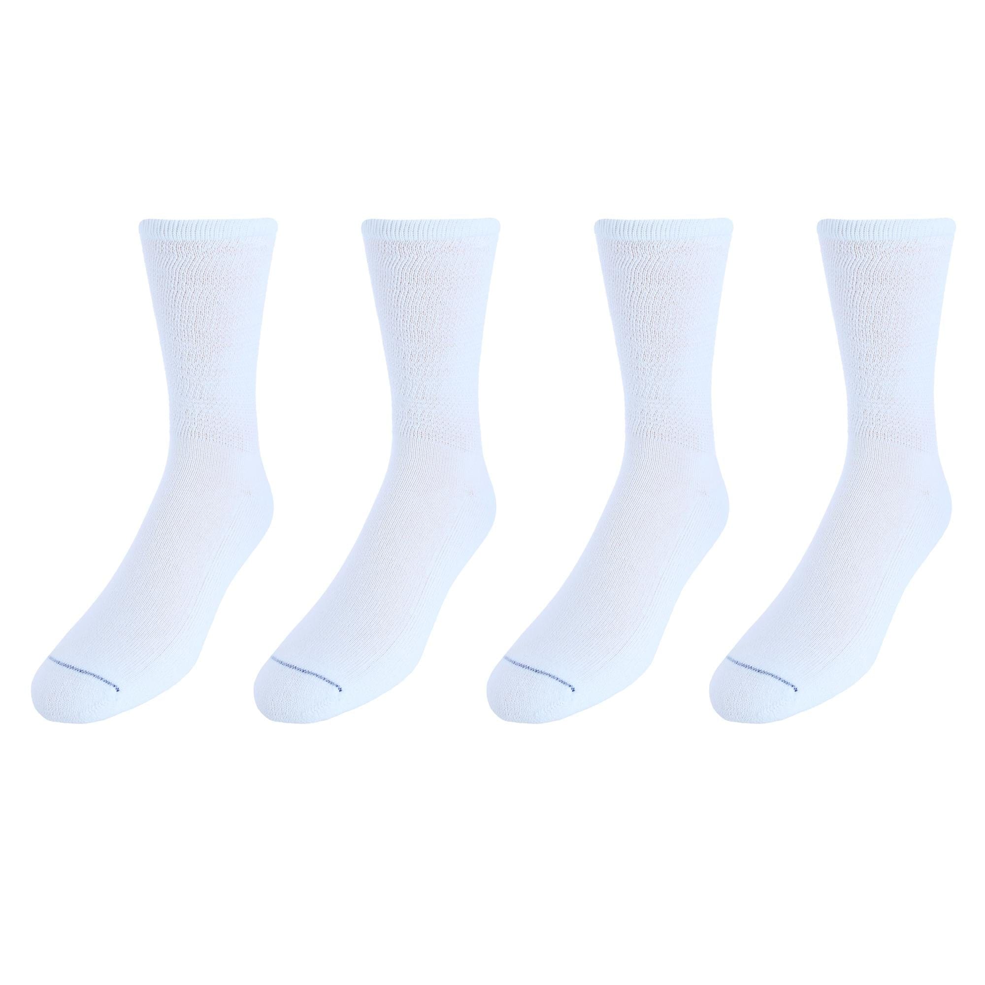 Dr. Scholl's Men's Diabetic & Circulatory Crew Work Socks (4 Pair Pack) - White