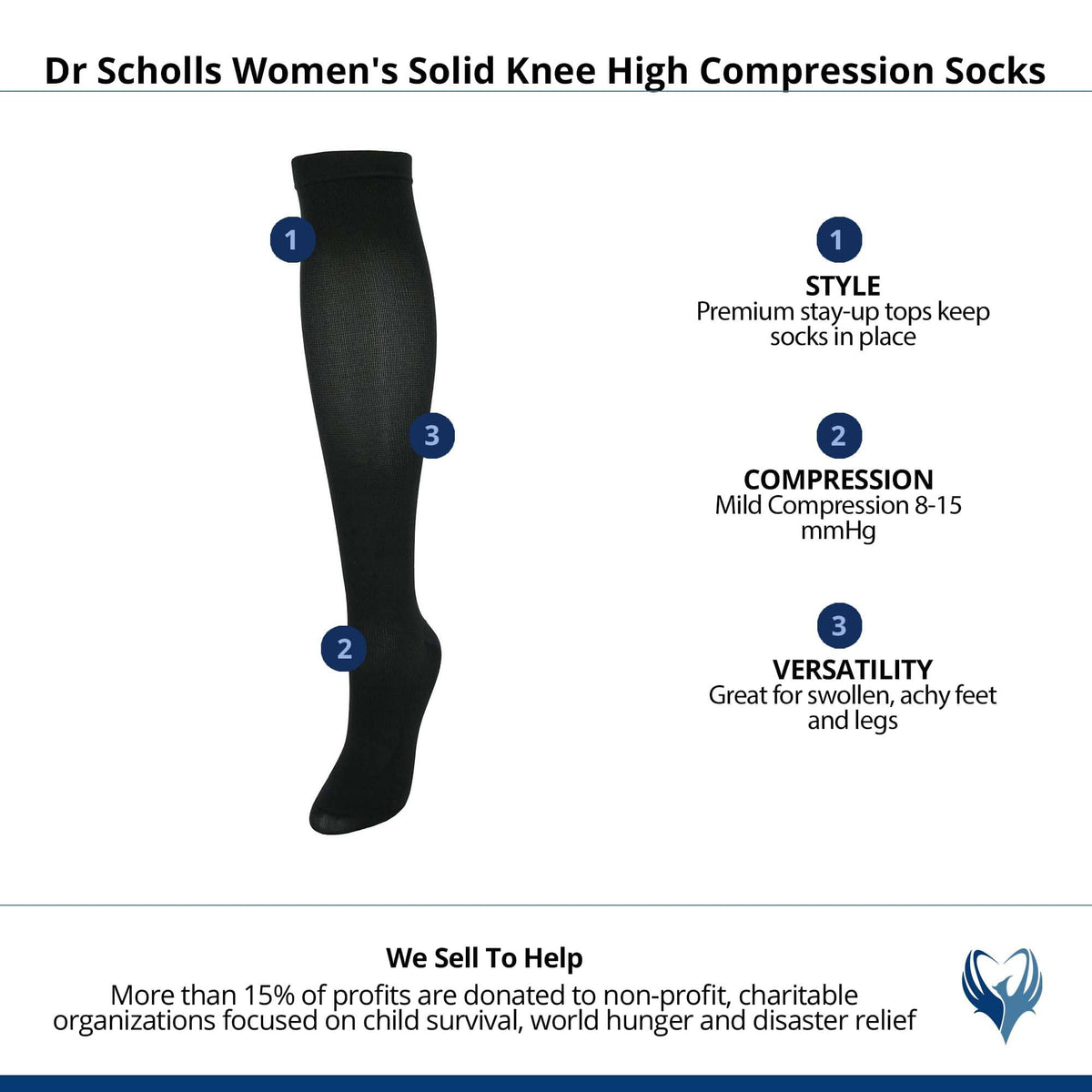Dr Scholls Women's Solid Knee High Compression Socks - Black