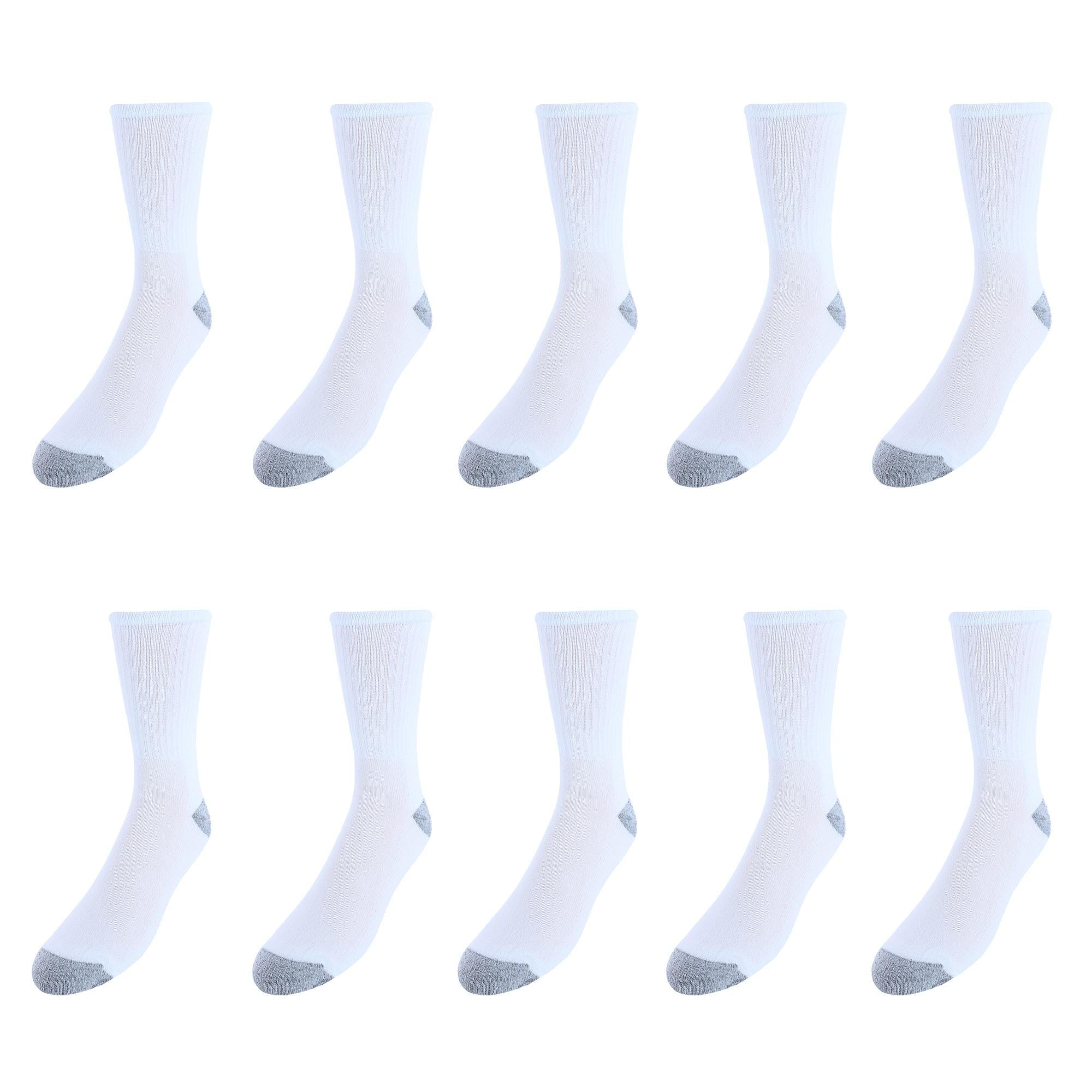 Sock Trends Men's Half Cushion Cotton Crew Socks (Pack of 10) - White