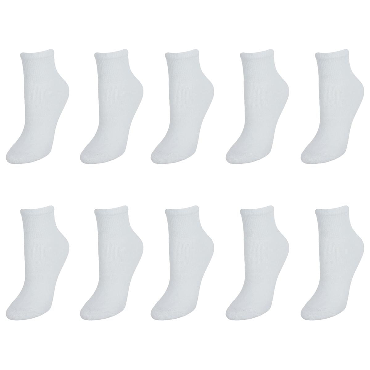 Sock Trends Women's Fully Cushioned Comfort Ankle Socks (10 Pair Pack) - White