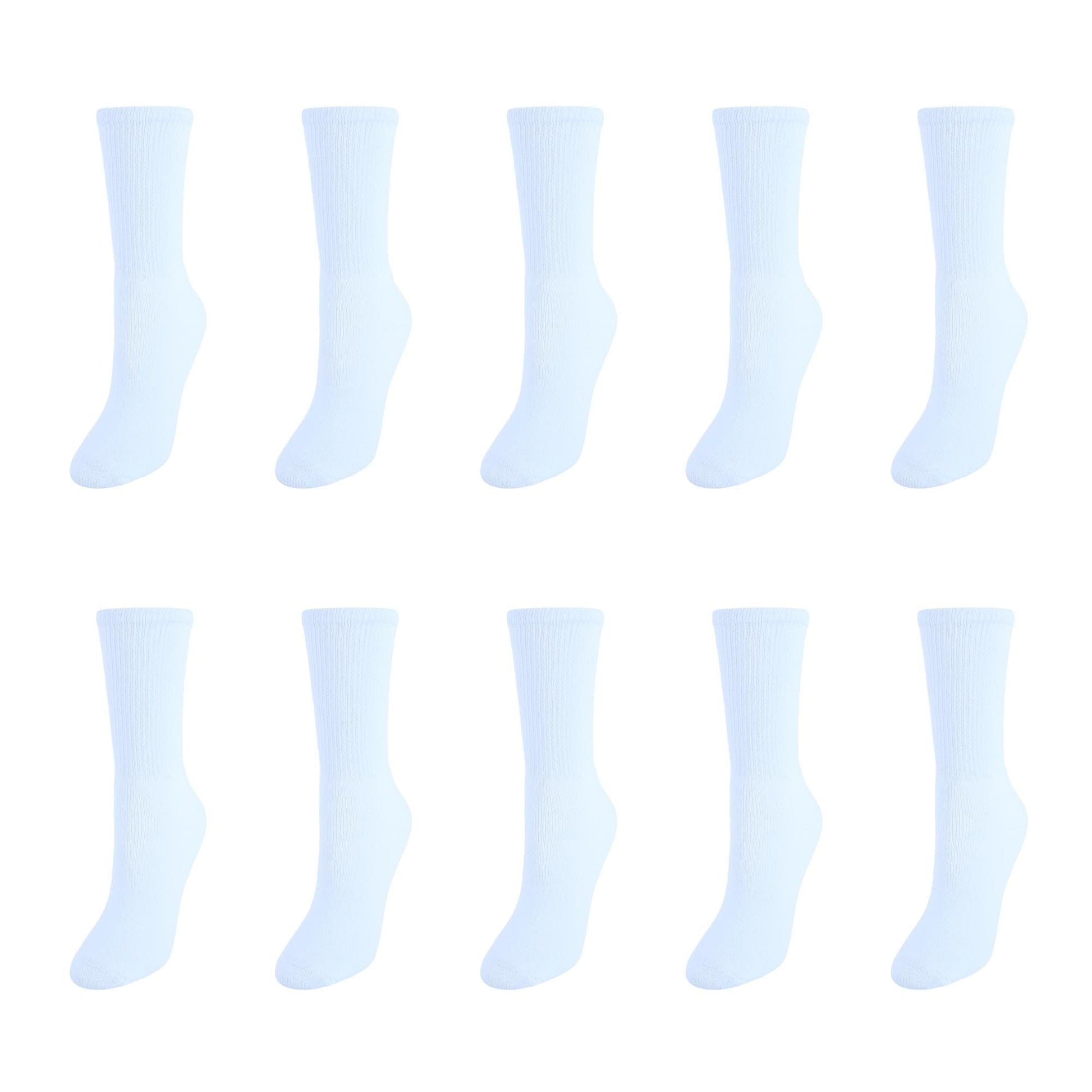 Sock Trends Women's Fully Cushioned Comfort Crew Socks (10 Pair Pack) - White