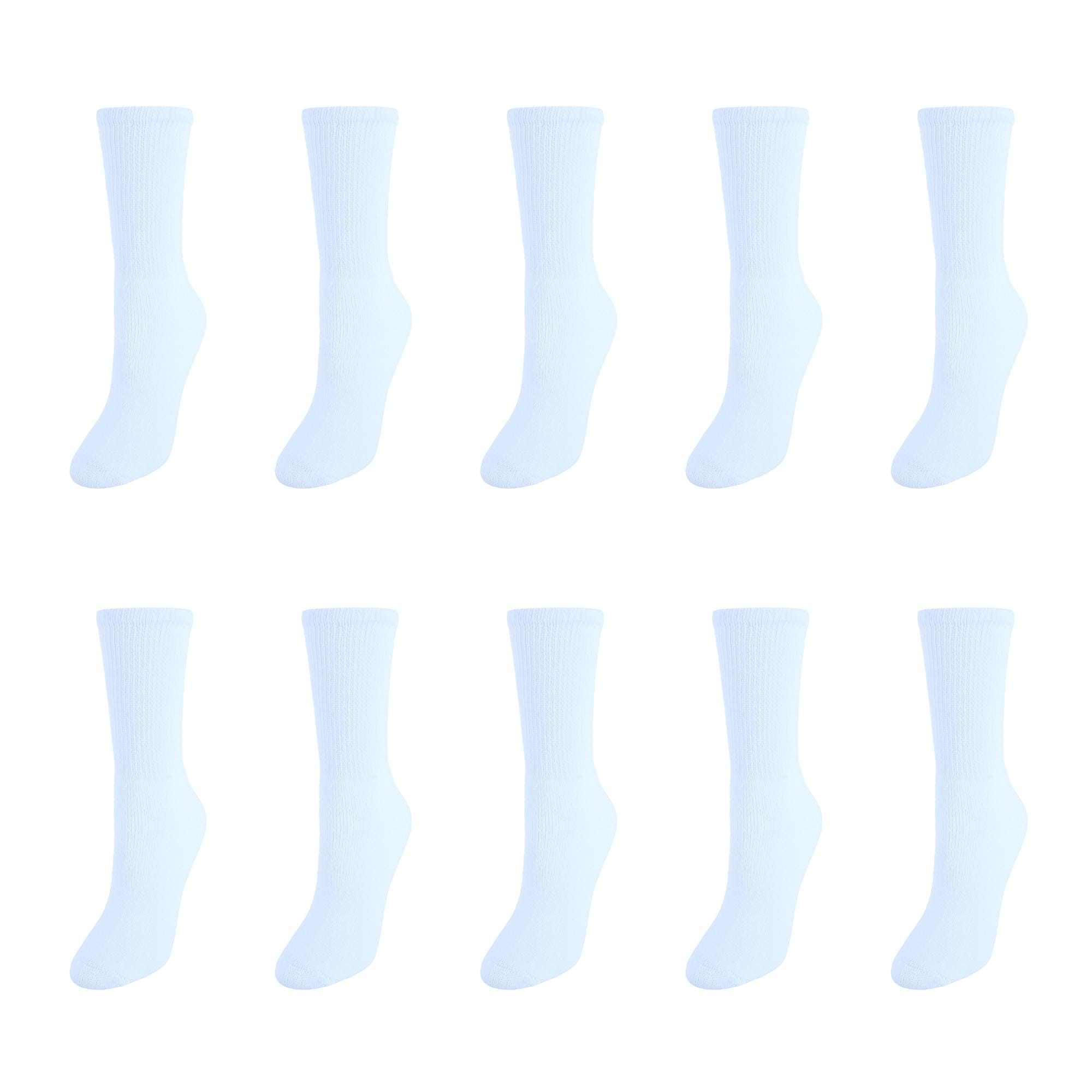 Sock Trends Women's Fully Cushioned Comfort Crew Socks (10 Pair Pack) - White