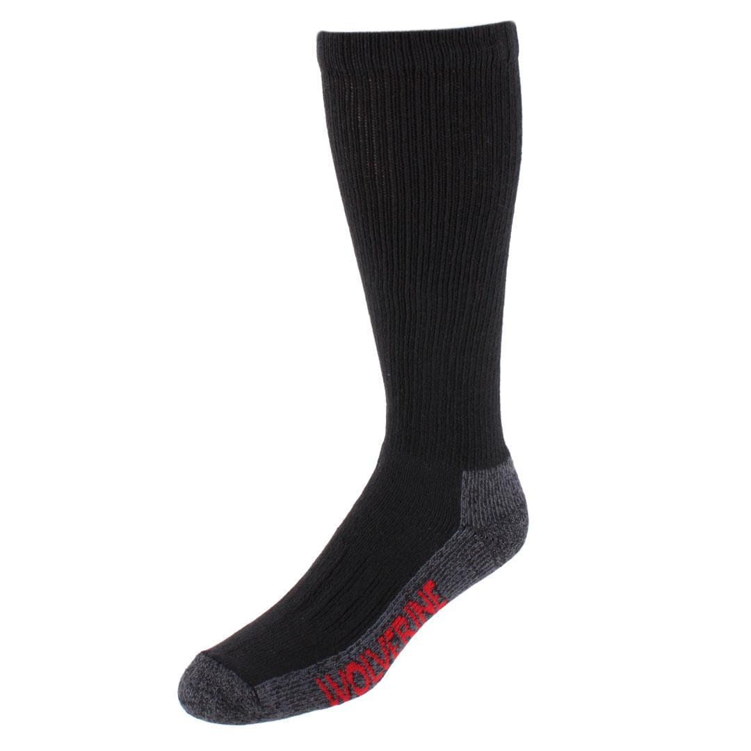 Wolverine Men's Steel Toe Cotton Over The Calf Sock (2 Pair Pack) - Black