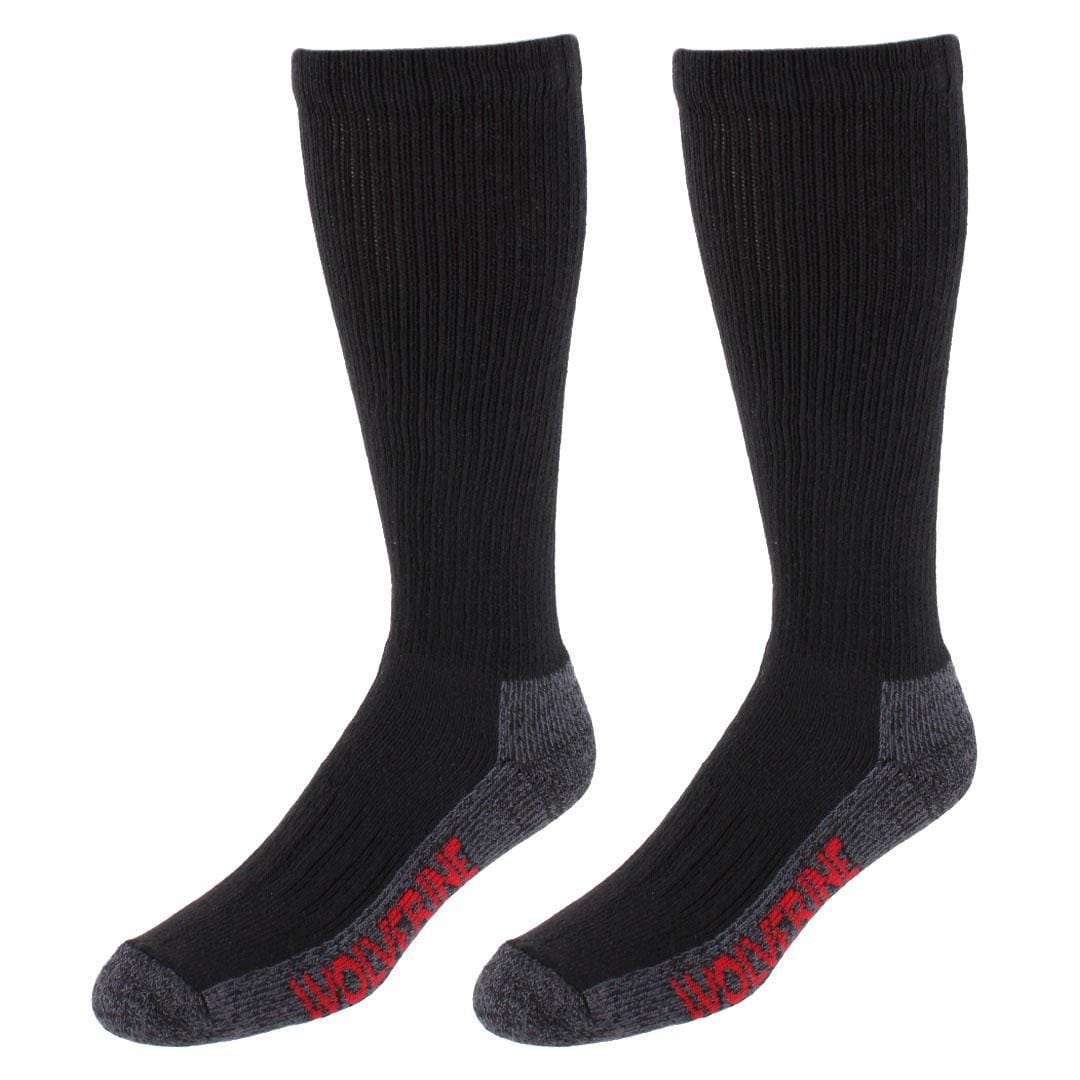 Wolverine Men's Steel Toe Cotton Over The Calf Sock (2 Pair Pack) - Black