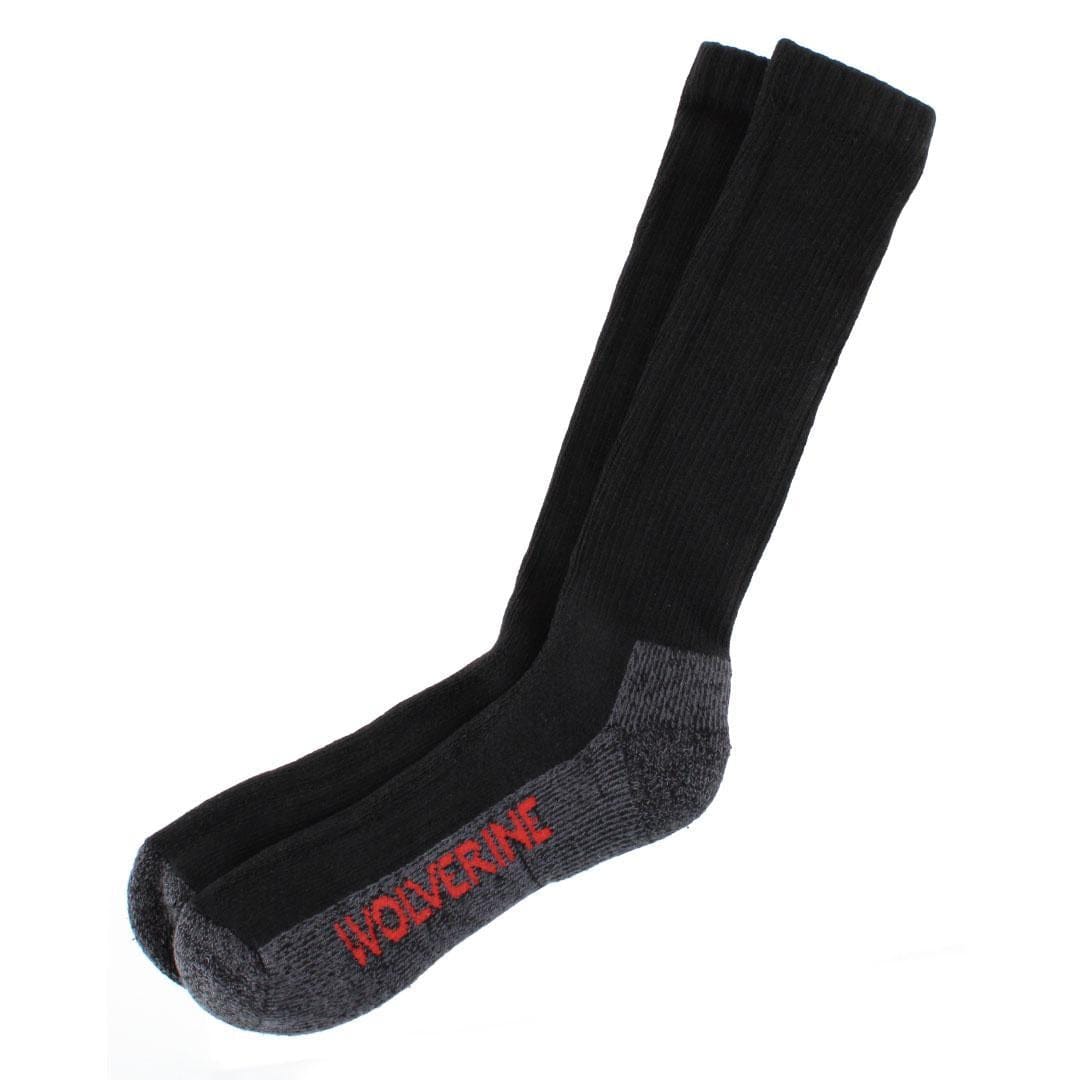 Wolverine Men's Steel Toe Cotton Over The Calf Sock (2 Pair Pack) - Black