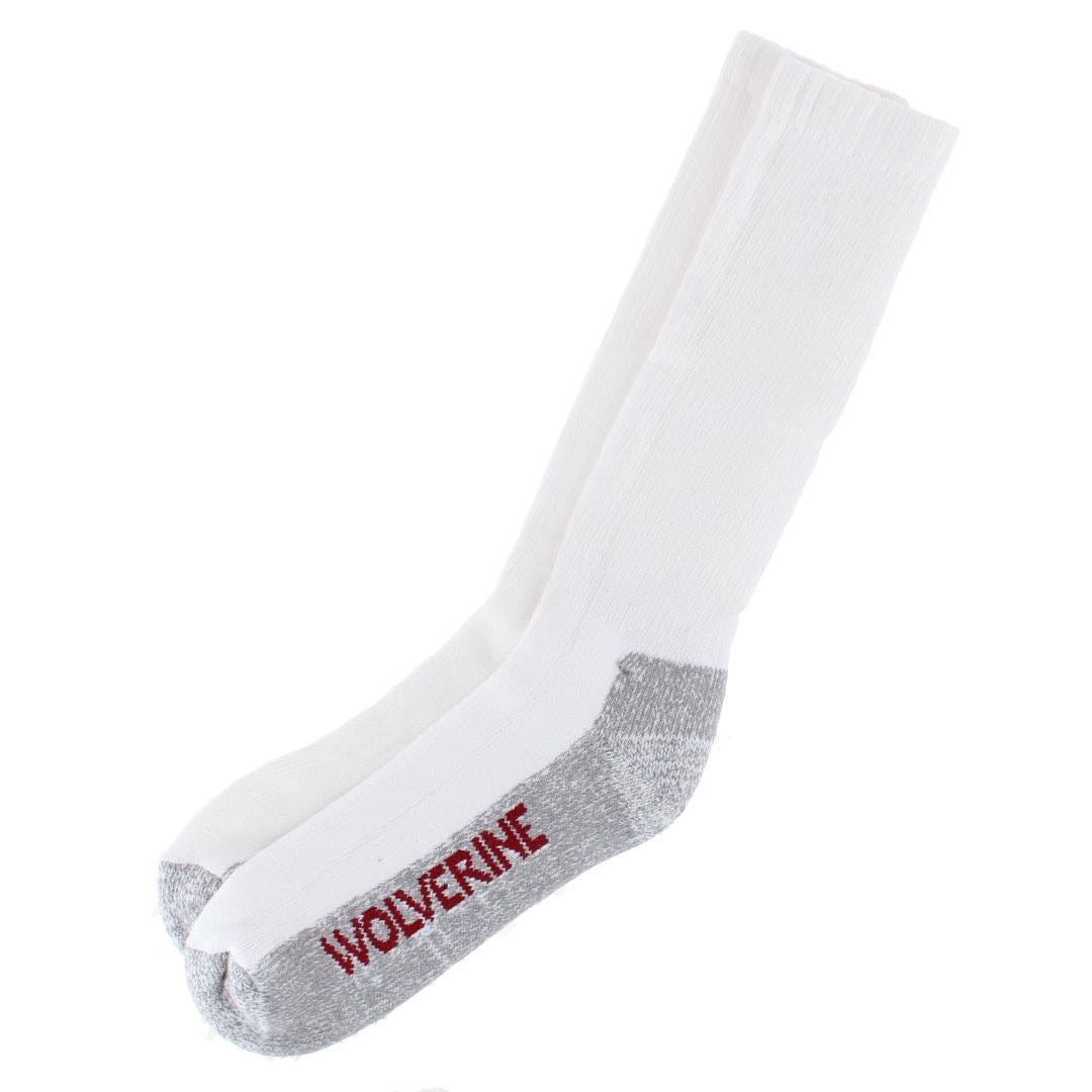 Wolverine Men's Steel Toe Cotton Over The Calf Sock (2 Pair Pack) - White