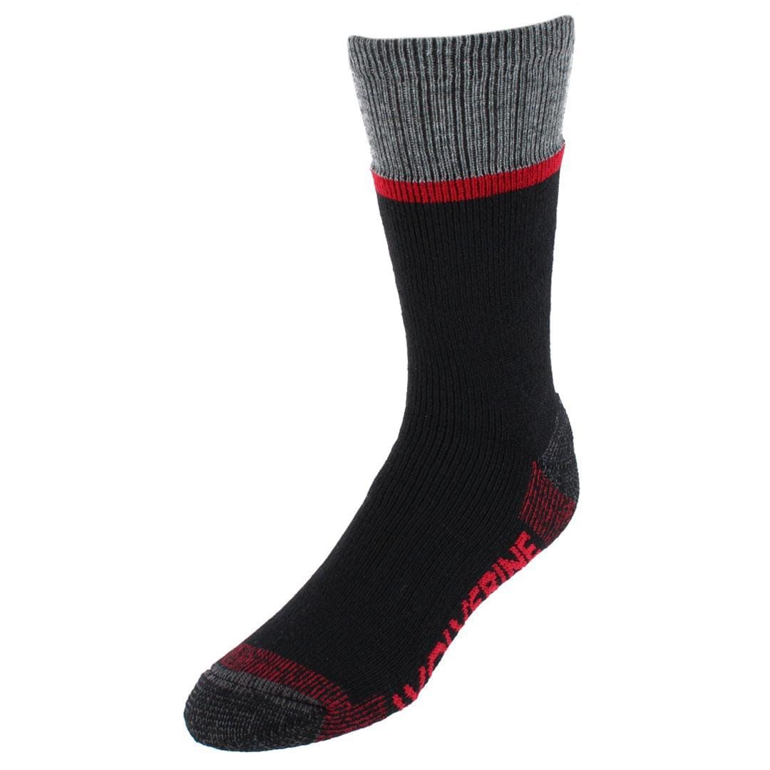 Wolverine Men's Wilderness Thermal Boot Crew Sock (4 Pair Pack) - Black Assorted
