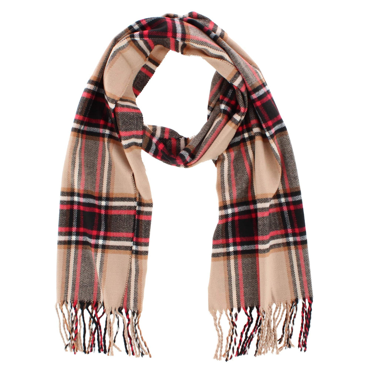 David & Young Soft Plaid Winter Scarf for Men & Women Cozy Fringe