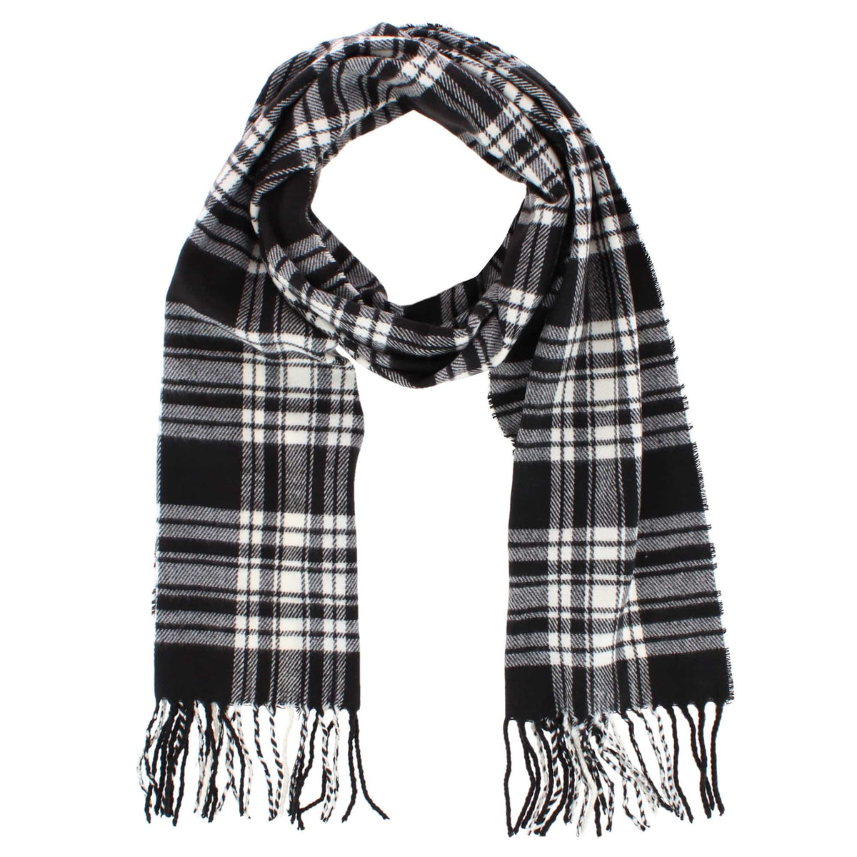David & Young Soft Plaid Winter Scarf for Men & Women Cozy Fringe