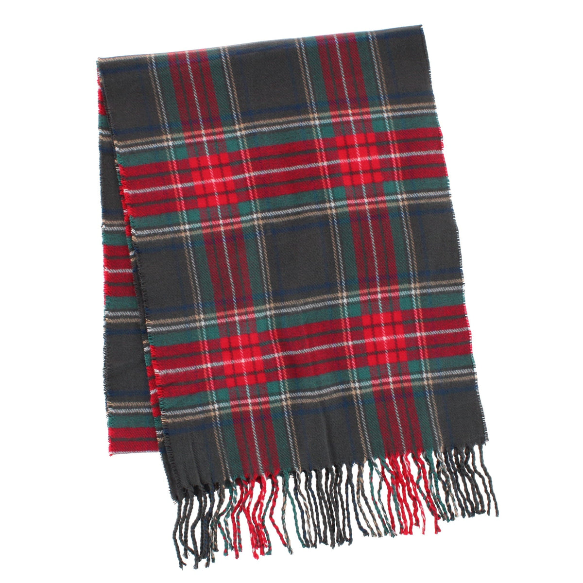 David & Young Soft Plaid Winter Scarf for Men & Women Cozy Fringe - Charcoal