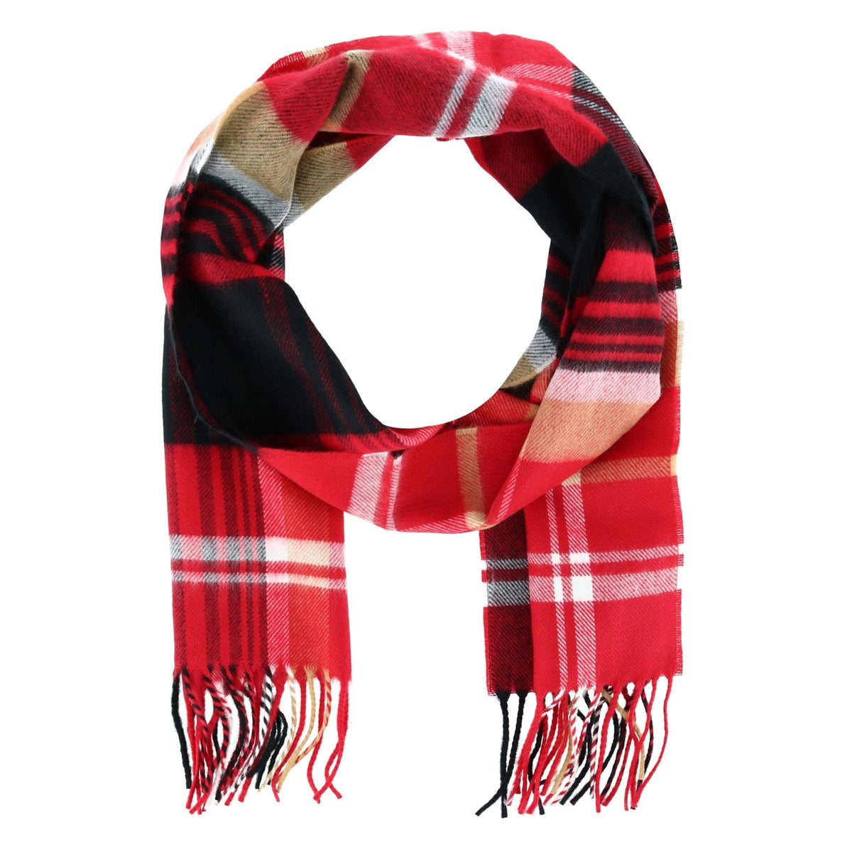 David & Young Soft Plaid Winter Scarf for Men & Women Cozy Fringe